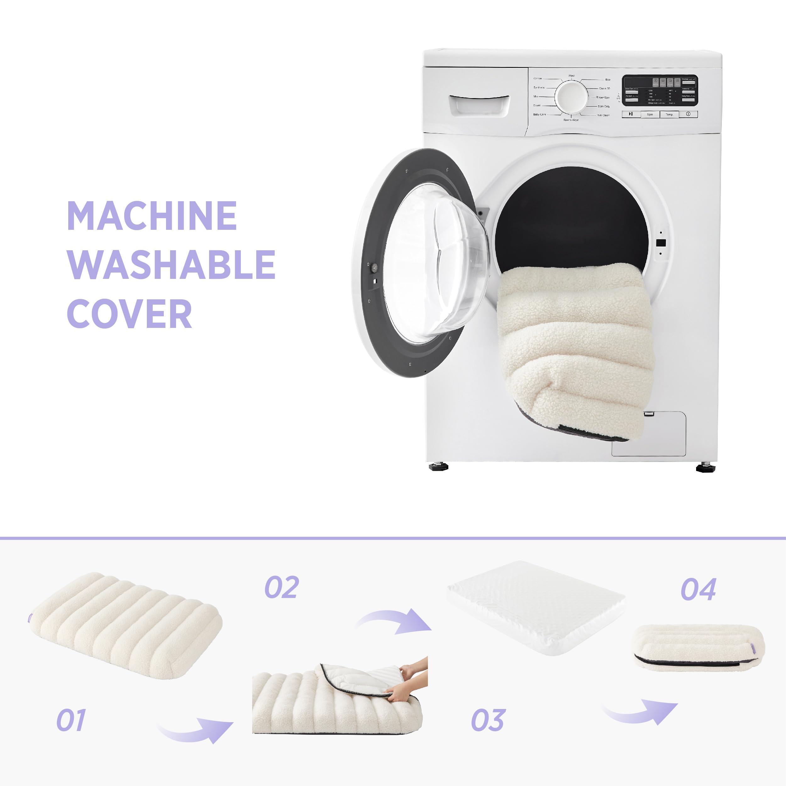 Lesure Cute Orthopedic Dog Bed For Small Dogs, Waterproof Chic Flat Pet Beds With Removable Washable Cover, Fuzzy Thick Egg Crat