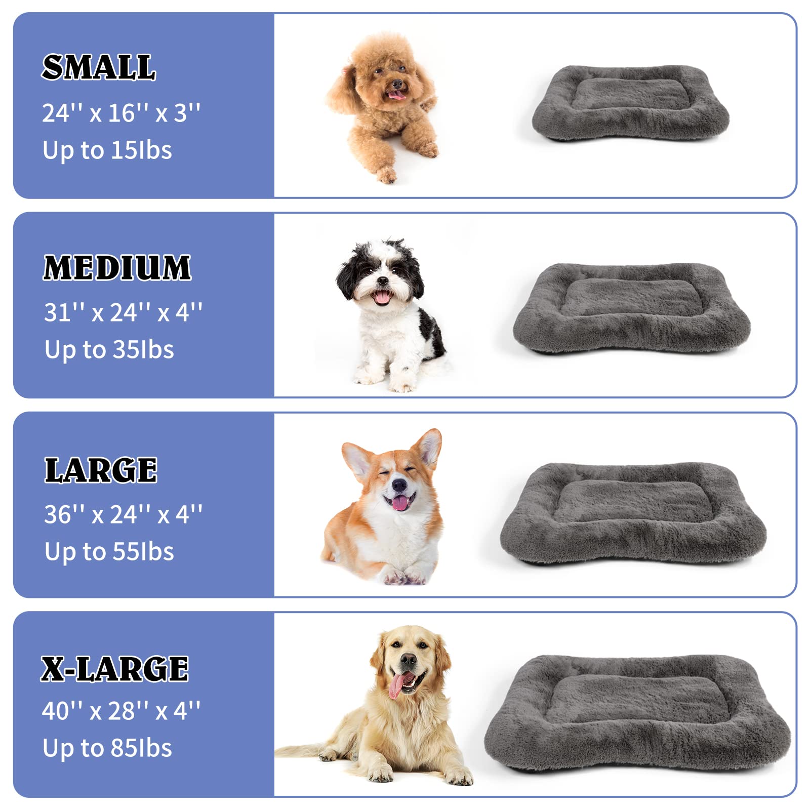 Washable Dog Crate Bed Cushion - Large Size Dogs, 36 Inch Crate Pad