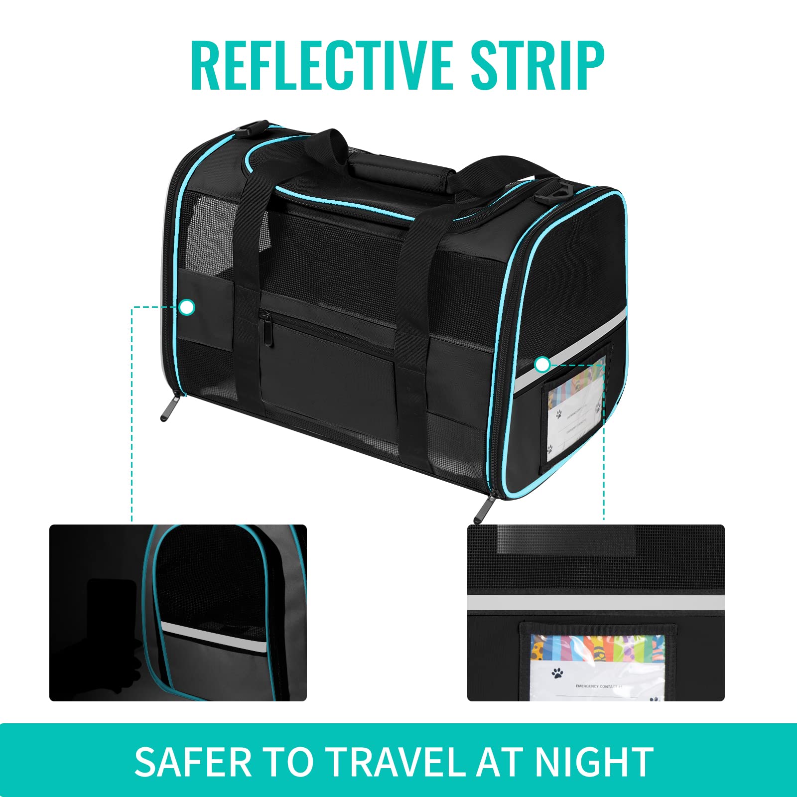 CUSSIOU Cat Carrier Pet Carrier Airline Approved for Small Dogs Cats Puppies Collapsible Soft Sided Dog Travel Carrier Bag with