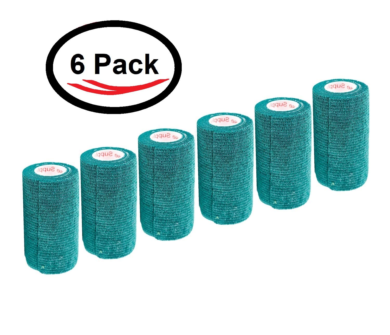 3 Inch Vet Wrap Tape Bulk (Hunter Green) (Pack of 6) Self Adhesive Adherent Adhering Flex Bandage Grip Roll for Dog Cat Pet Hors