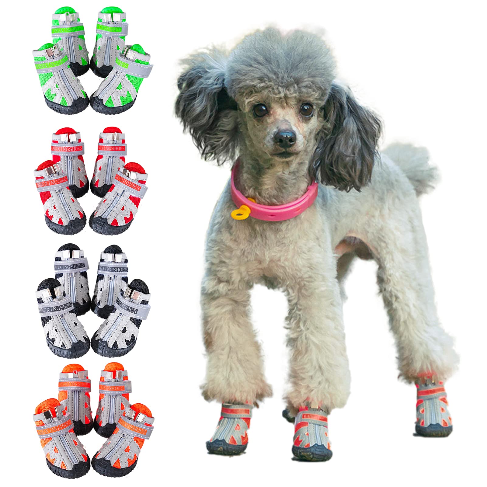 Dog Shoes For Small Dogs Boots,Mesh Breathable Dog Shoes With Reflective Straps,Puppy Booties With Anti-Slip Sole,Paw Protector 