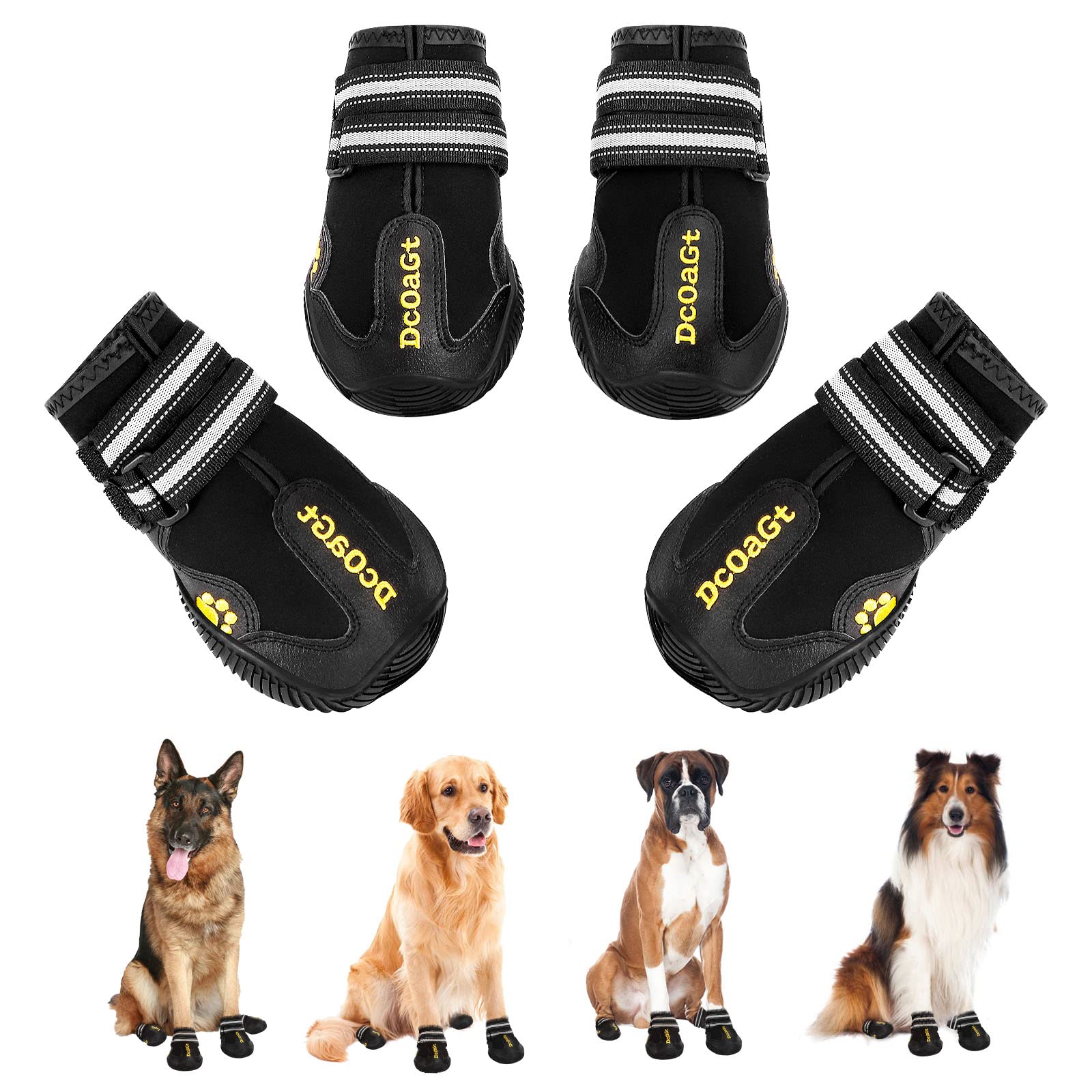 Dcoagt Dog Shoes For Large Dogs Xxl, Waterproof Dog Boots With Anti-Slip Sole Breathable Reflective Paw Protectors Booties For H
