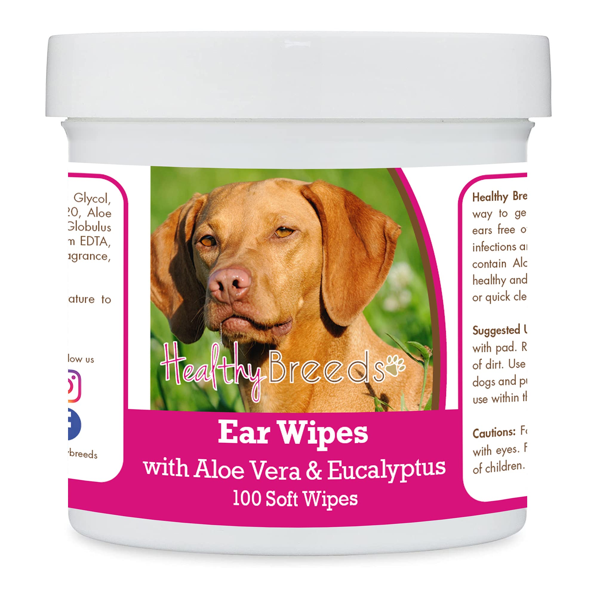 Healthy Breeds Vizsla Ear Cleaning Wipes with Aloe & Eucalyptus for Dogs 100 Count