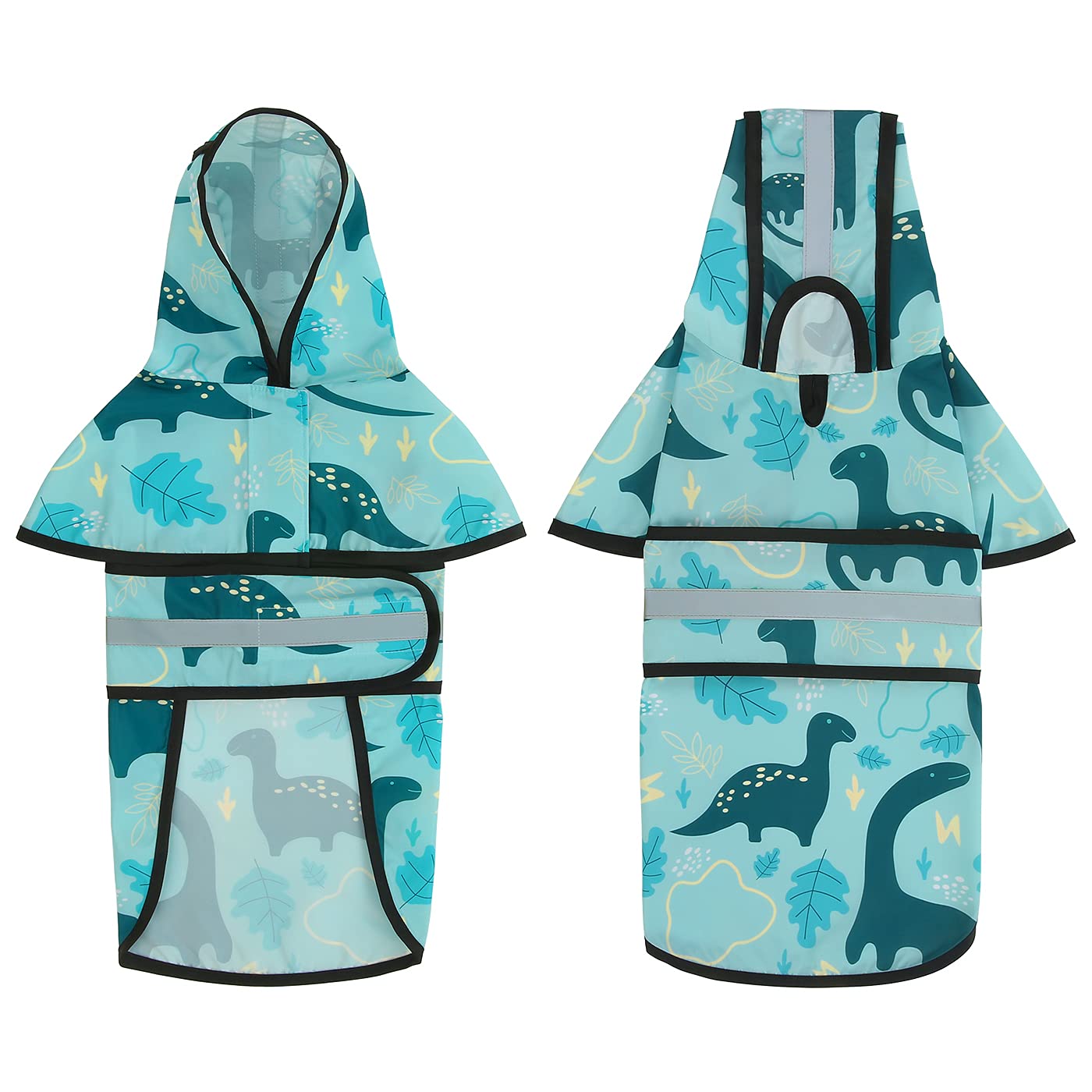 Hde Dog Raincoat Hooded Slicker Poncho For Small To X-Large Dogs And Puppies Dinosaurs - M