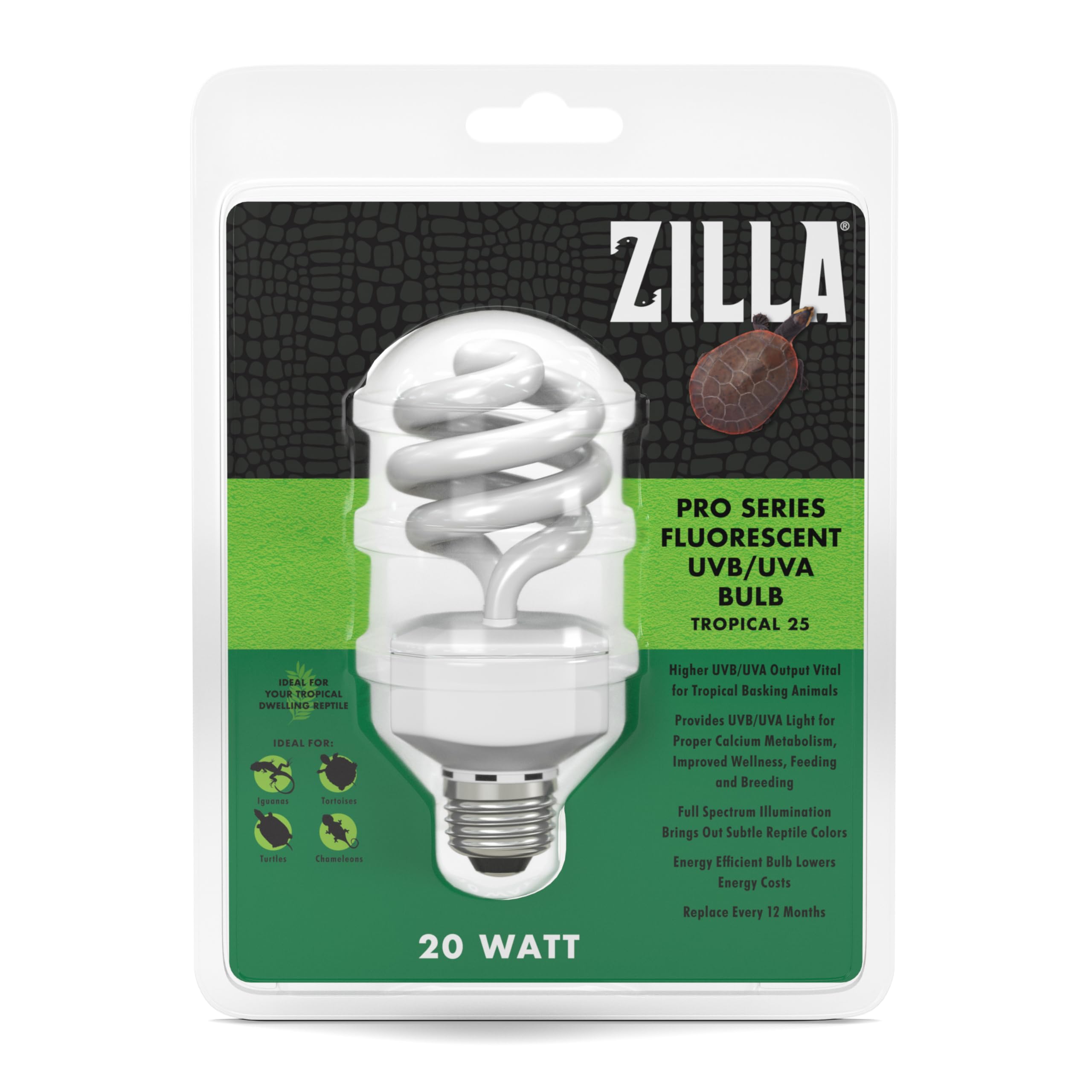 Zilla Fluorescent Coil Bulb Tropical 20 Watts, White