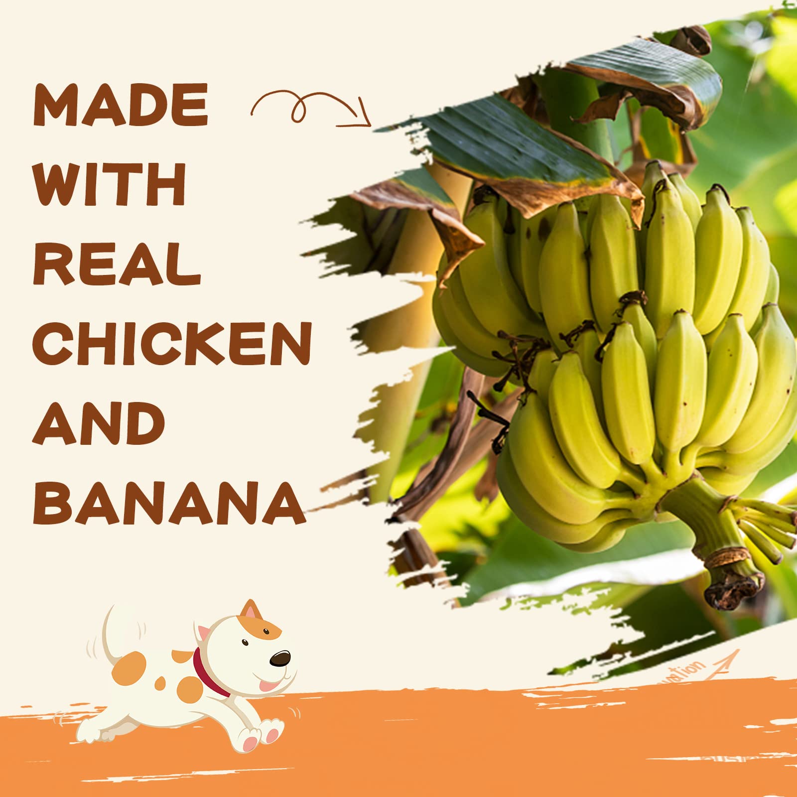 PAWUP Dog Treats Chicken Wrapped Banana Slices, Rawhide & Gluten Free, 12.5 oz Chewy Training Treats for Small to Large Dogs