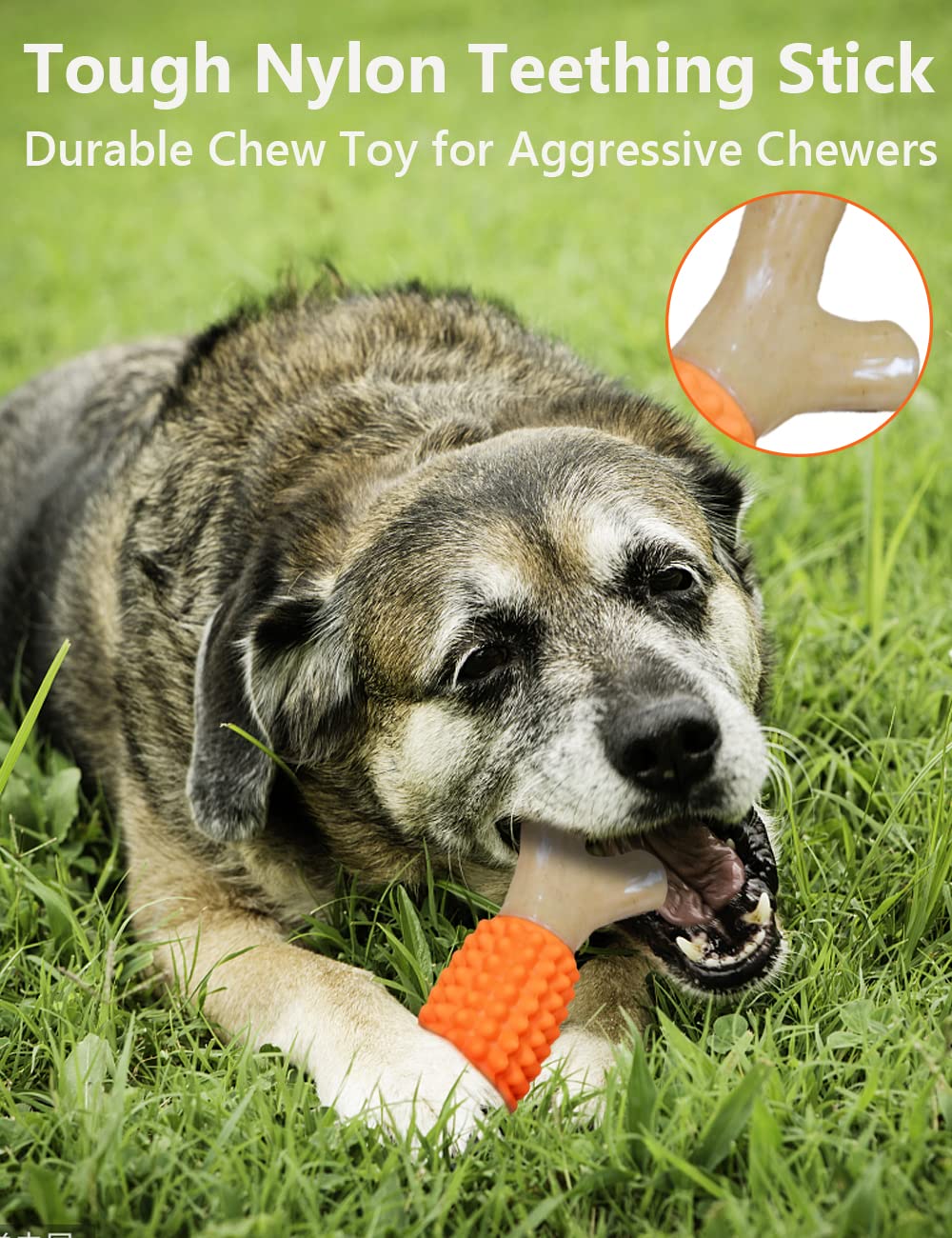 Schitec Dog Chew Toy For Aggressive Chewers, Tough Big Nylon & Rubber Teething Stick With Real Maple Wood Flavor For Large Mediu