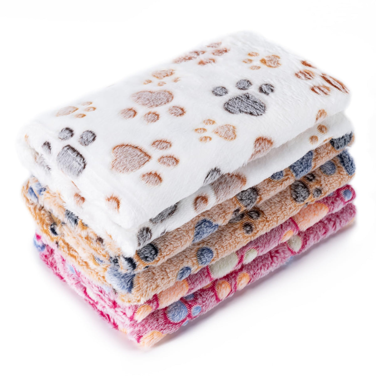 1 Pack 3 Blankets Super Soft Fluffy Premium Fleece Pet Blanket Flannel Paw Printed Throw For Dog Puppy Cat (Large 41X31'', Brown