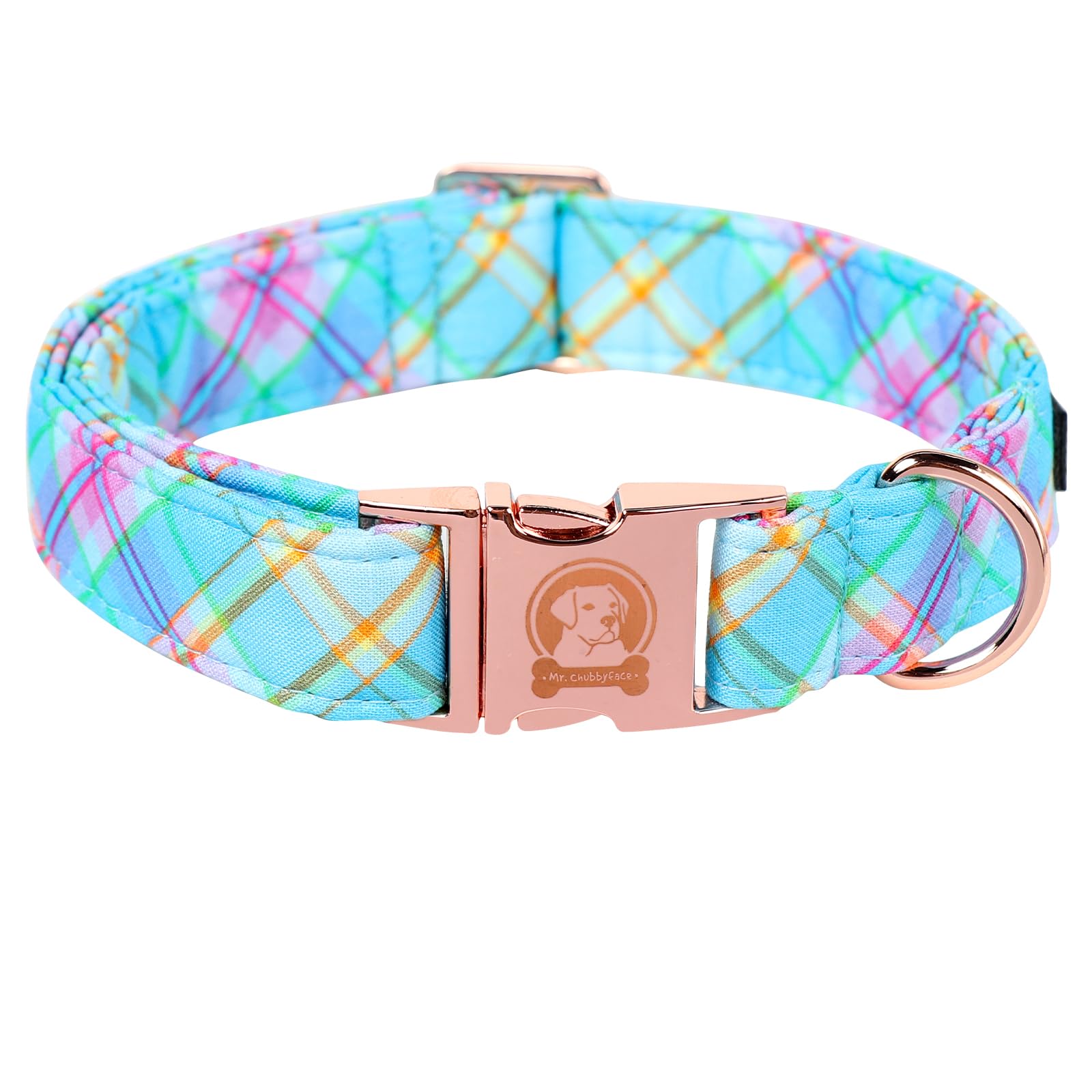 Mr. Chubbyface Easter Dog Collar, Cotton Spring Summer Dog Collars With Metal Buckle, Durable Female Male Pet Collars For Small 