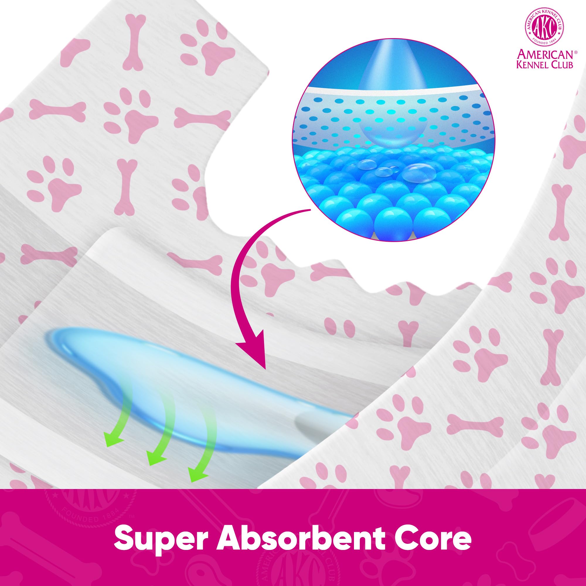 American Kennel Club Female Dog Wrap, Disposable Diapers With Wetness Indicator, X-Small, 50 Count