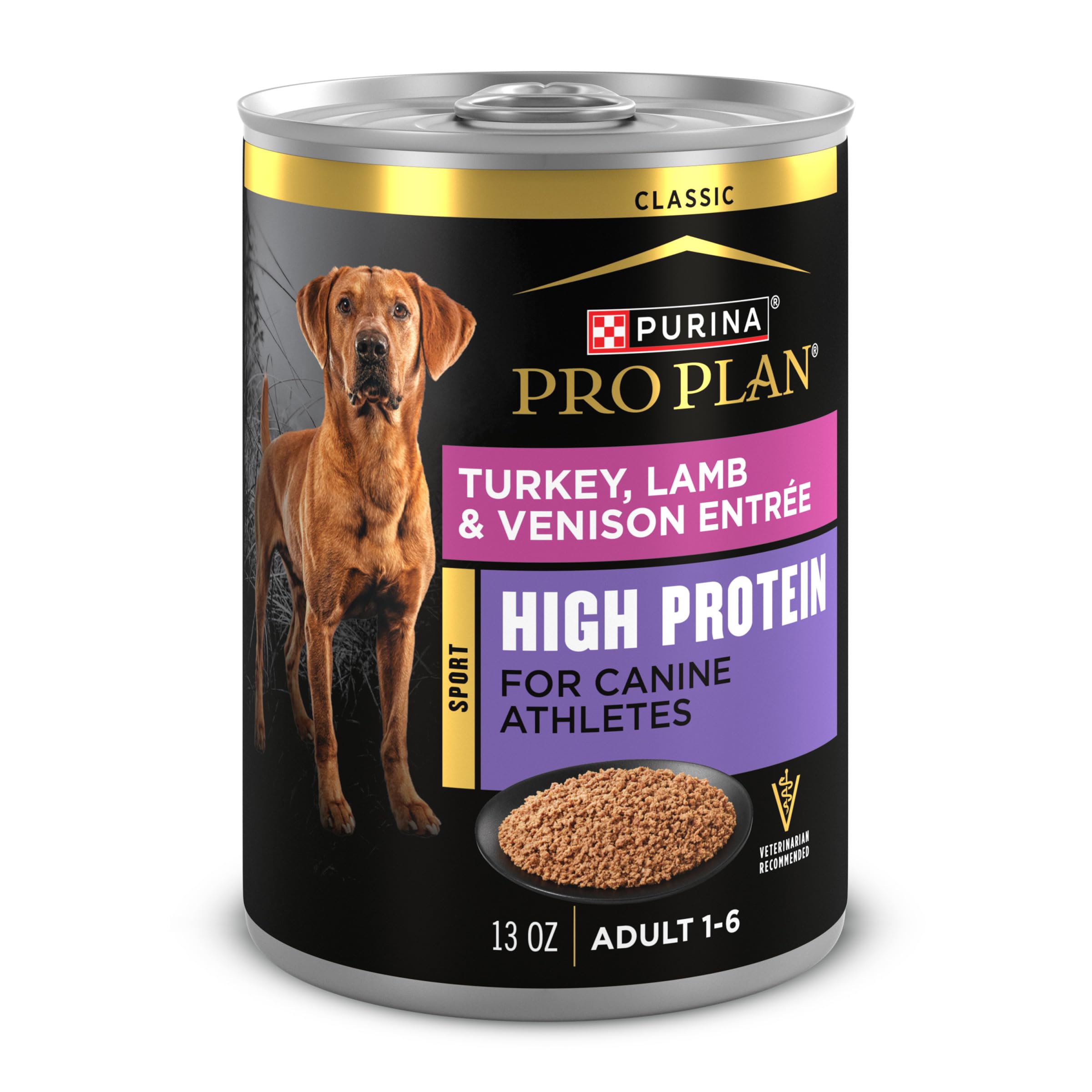 Purina Pro Plan Sport High Protein Wet Dog Food Turkey, Lamb and Venison Entree - (Pack of 12) 13 oz. Cans