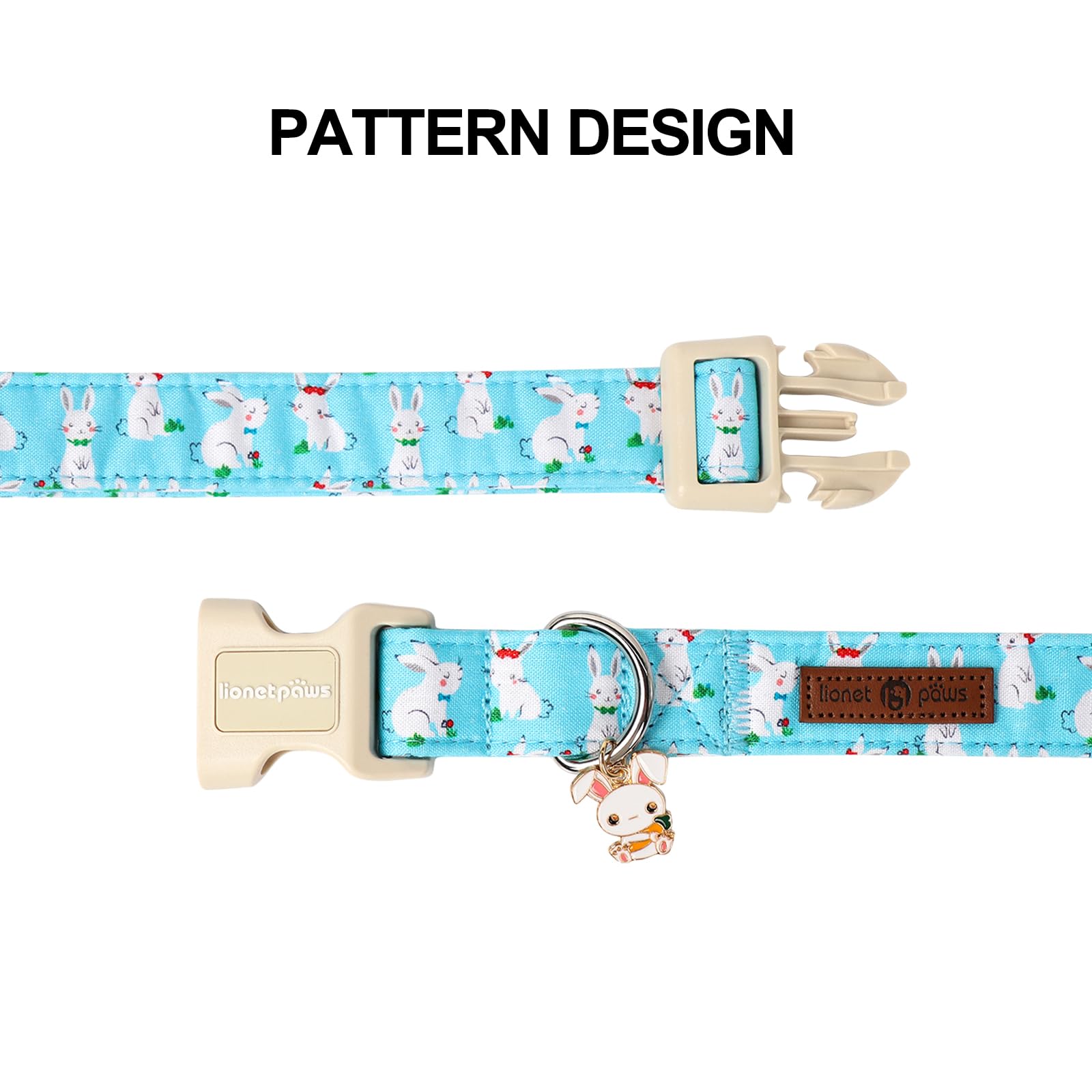 Lionet Paws Easter Dog Collar, Comfortable Adjustable Blue Rabbit Collar With Bunny Rabbit For X-Large Male Female Dogs Collars,