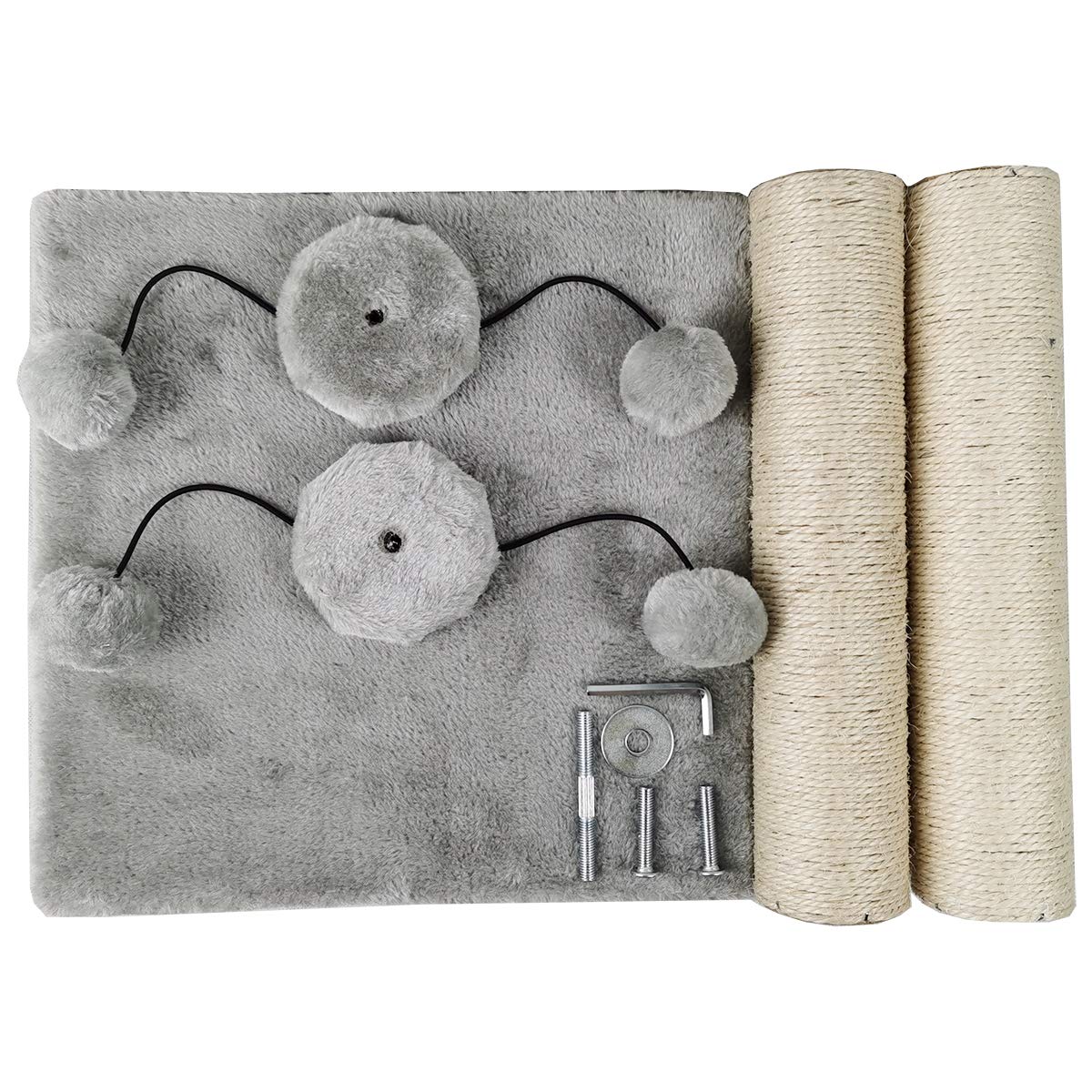 Dimaka 29'' Cat Scratching Post, Natural Sisal Rope Scratcher Post, Kitten Claw Scratch With 4 Danglingtoy Balls For Large Cats (Grey)