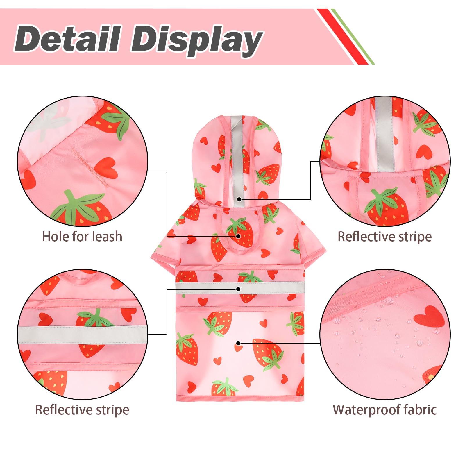 Kooltail Dog Raincoat Hooded Slicker Poncho With Leash Hole, Waterproof Dog Rain Jacket, Reflective Strip, Adjustable Breathable