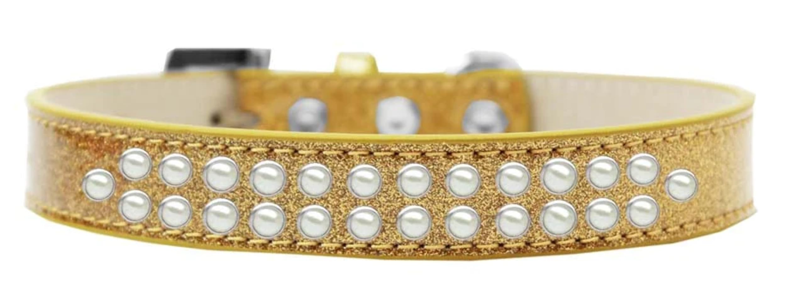 Dog, Puppy & Pet Ice Cream Collar, Two Row Pearl Rimsets Emerald Green 12
