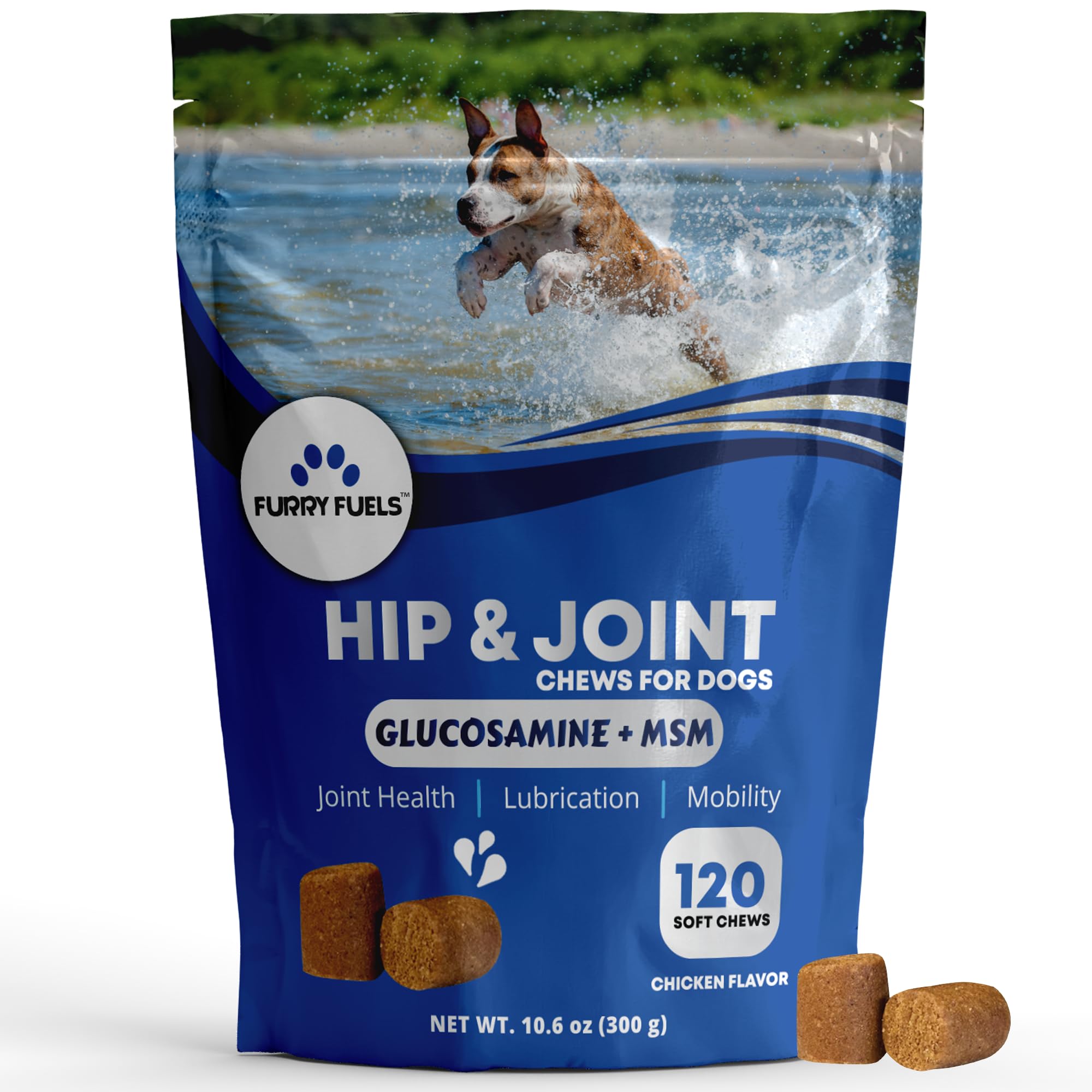 Hip and Joint Supplement for Dogs 120 Dog Chews - Advanced Glucosamine for Dogs - Chicken Flavor Hip and Joint Chews for Dogs - 