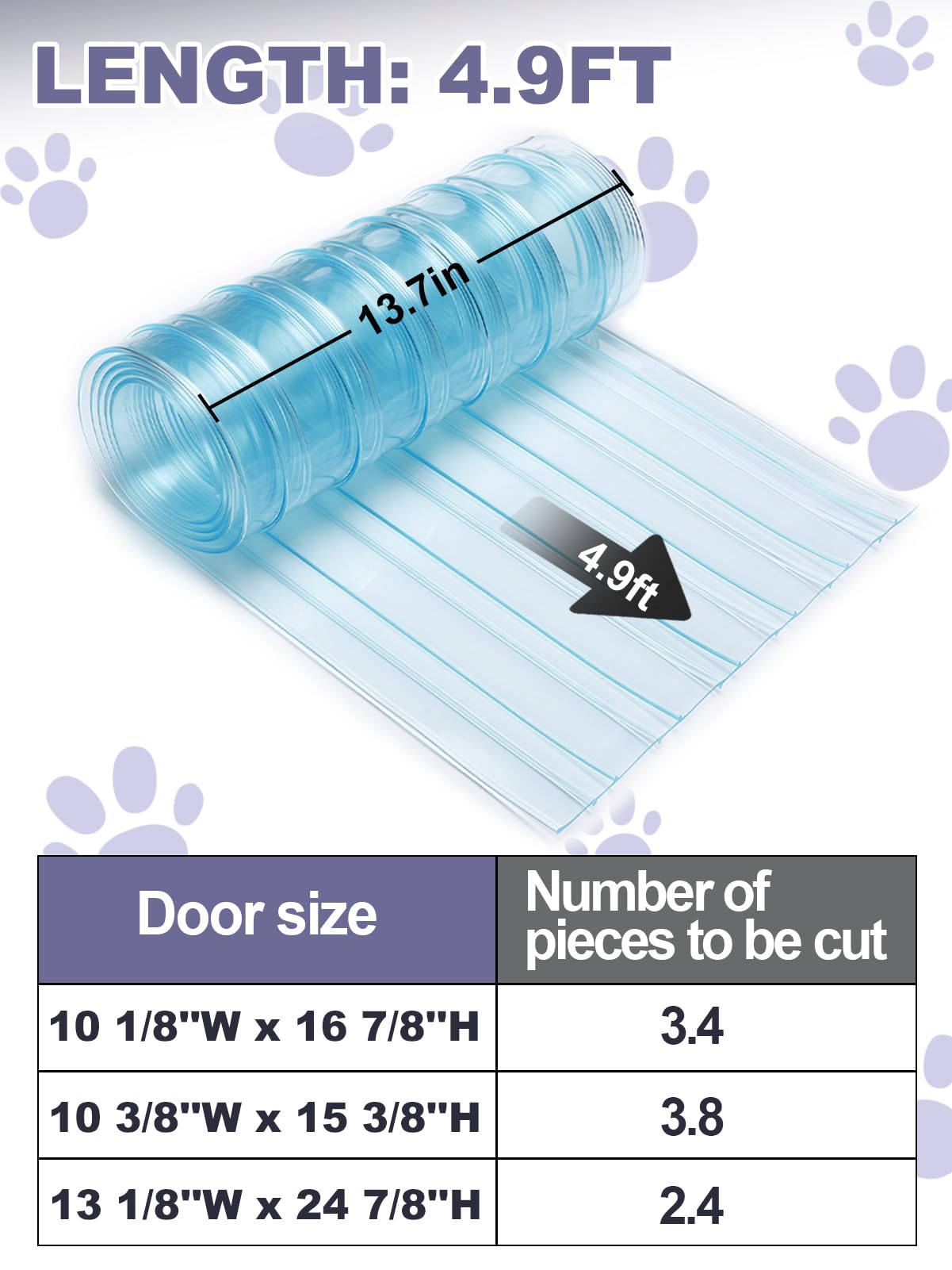 13.7 In X 4.9 Ft Dog Door Replacement Flaps - Safe Plastic Vinyl Strip For Doghouse Entry Pet Door Or Cat Door, Transparent Dog