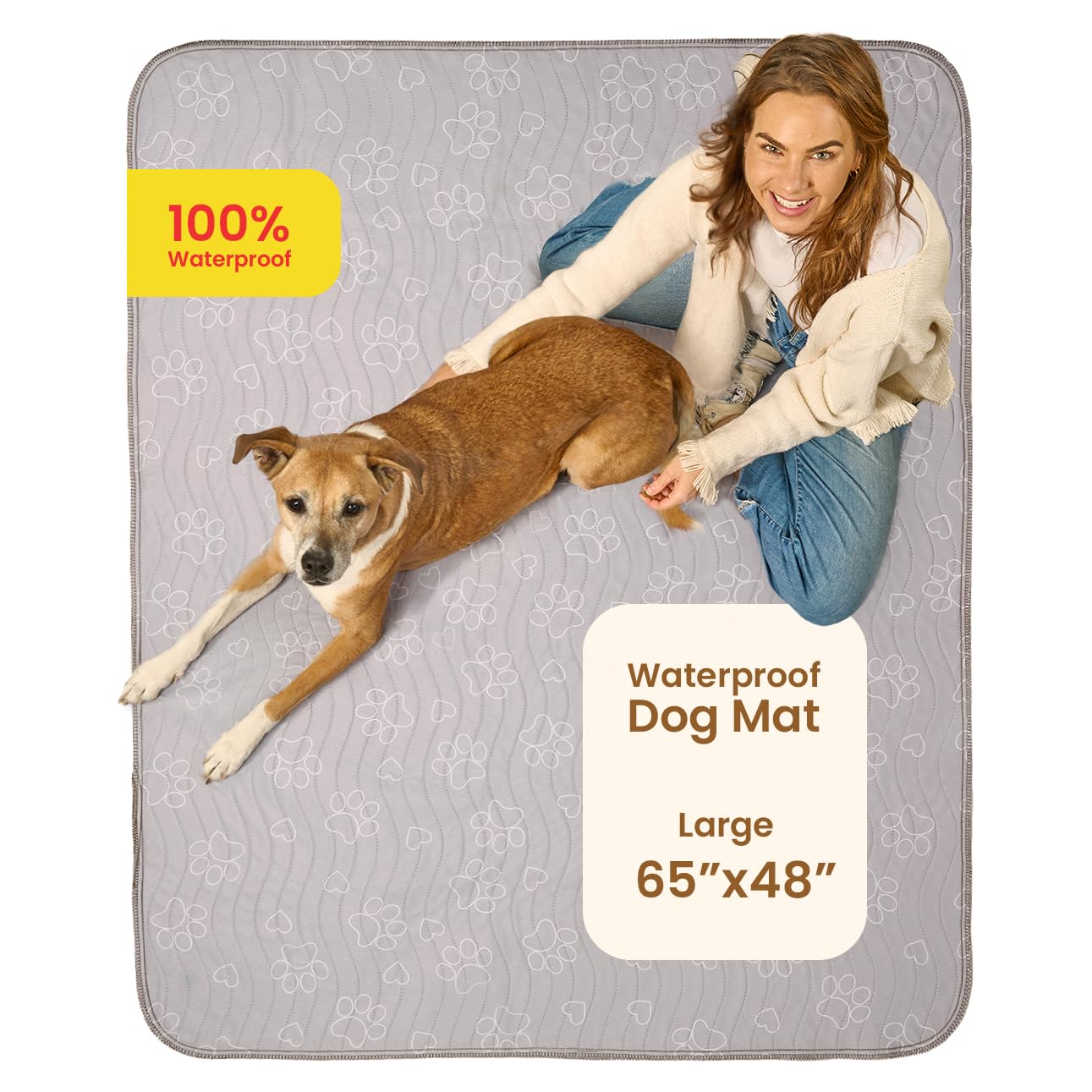 Improvia Reusable Puppy Pad - Waterproof, Extra-Absorbent, Washable Pee Pad For Dog Training, Whelping, & More - Protect Your Fl