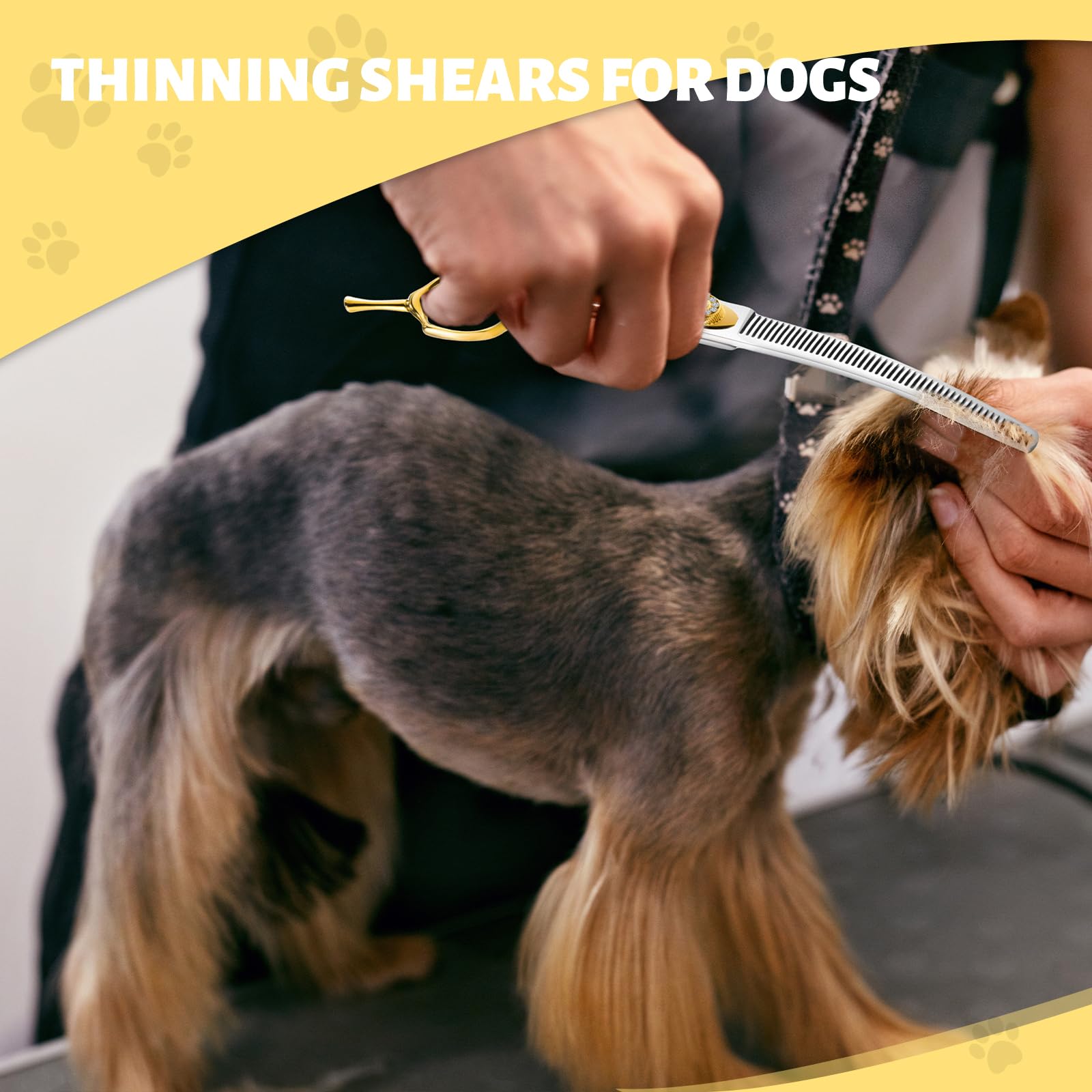 Ethyxe 7'' Curved Thinning Shears Dog Grooming -Professional 50-Teeth 440C Stainless Steel Pet Thinners Blender Scissors With Ex