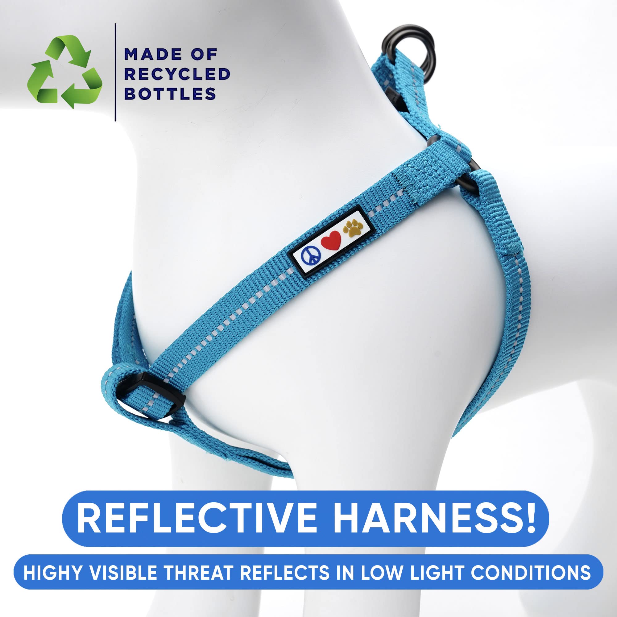 Pawtitas Recycled Dog Harness With Reflective Stitched A Puppy Harness Made From Plastic Bottles Collected From Oceans Medium Te