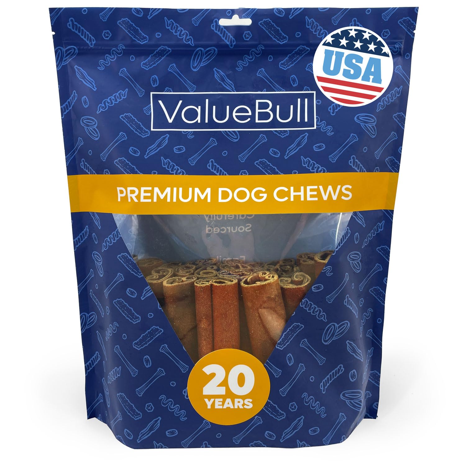 ValueBull USA Collagen Sticks for Dogs, 6 Inch Super Jumbo Chews, Natural Long-Lasting Dog Treats, 25 Count - Promotes Joint, Sk
