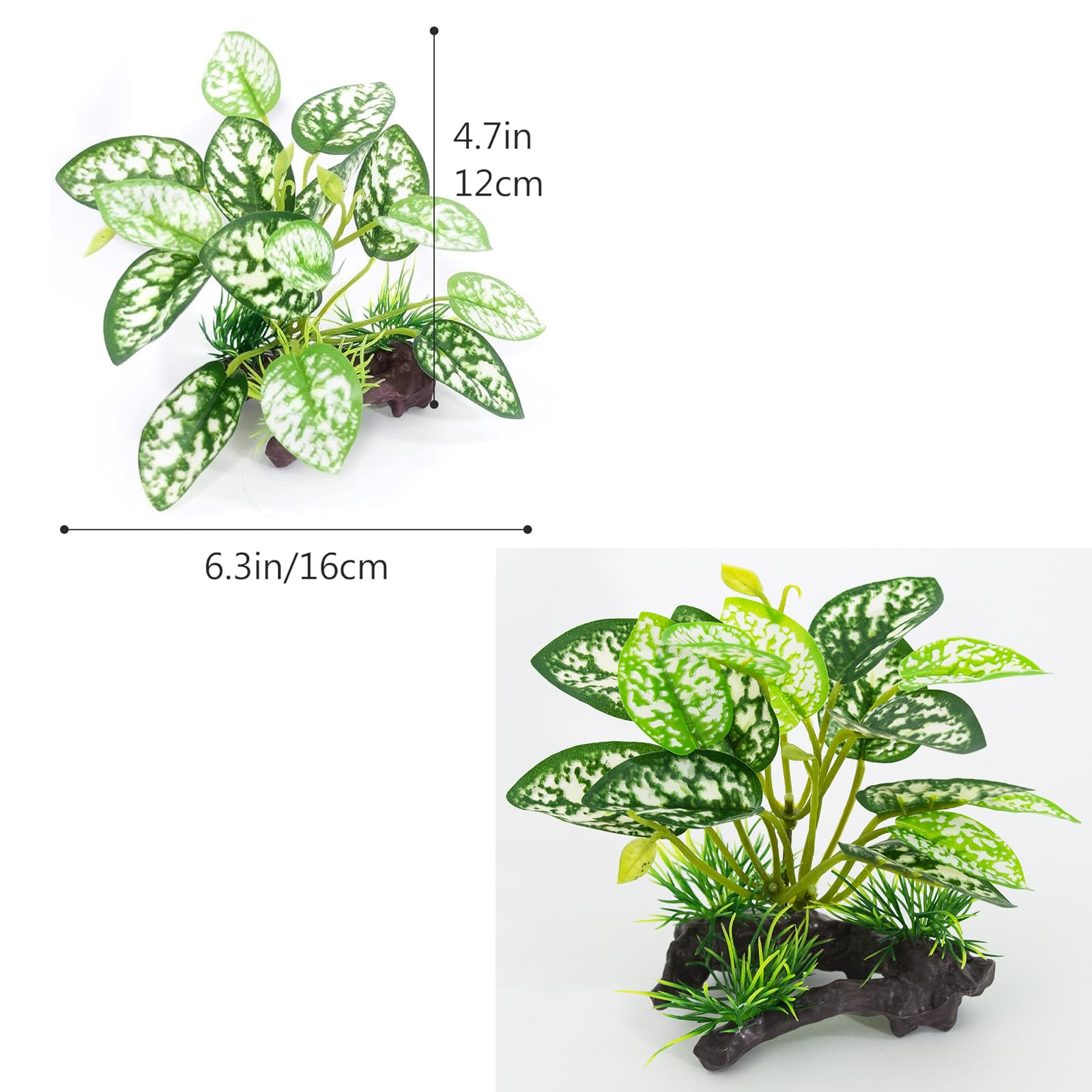 Vtapliea Fish Tank Decorations Aquarium Ornaments 3pcs Betta Silk Leaf Plants Artificial Driftwood Cave Aquarium Plants Accessor