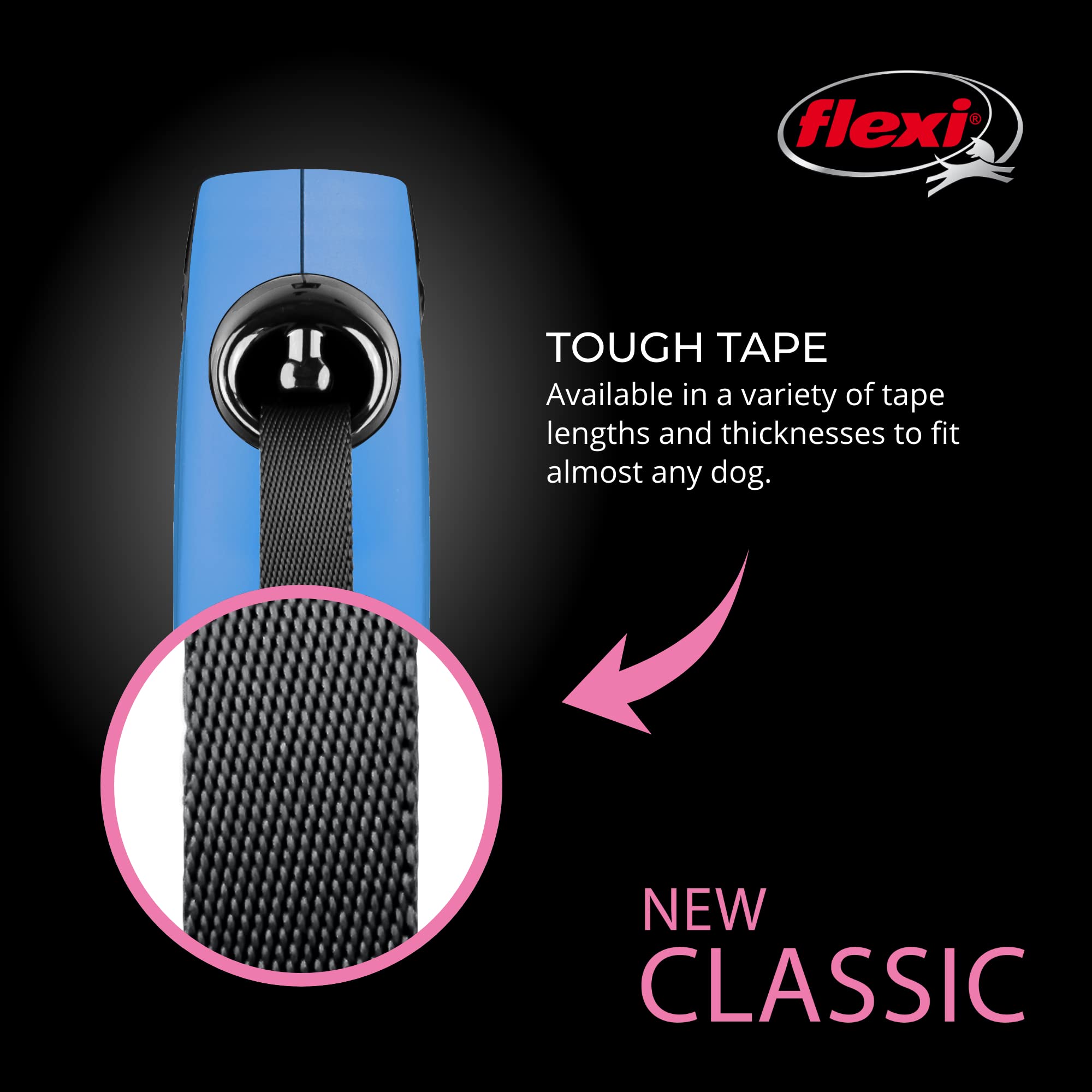 Flexi Cl30T8.250.Bl New Classic Tape Retractable Leash, Blue, Large/26'