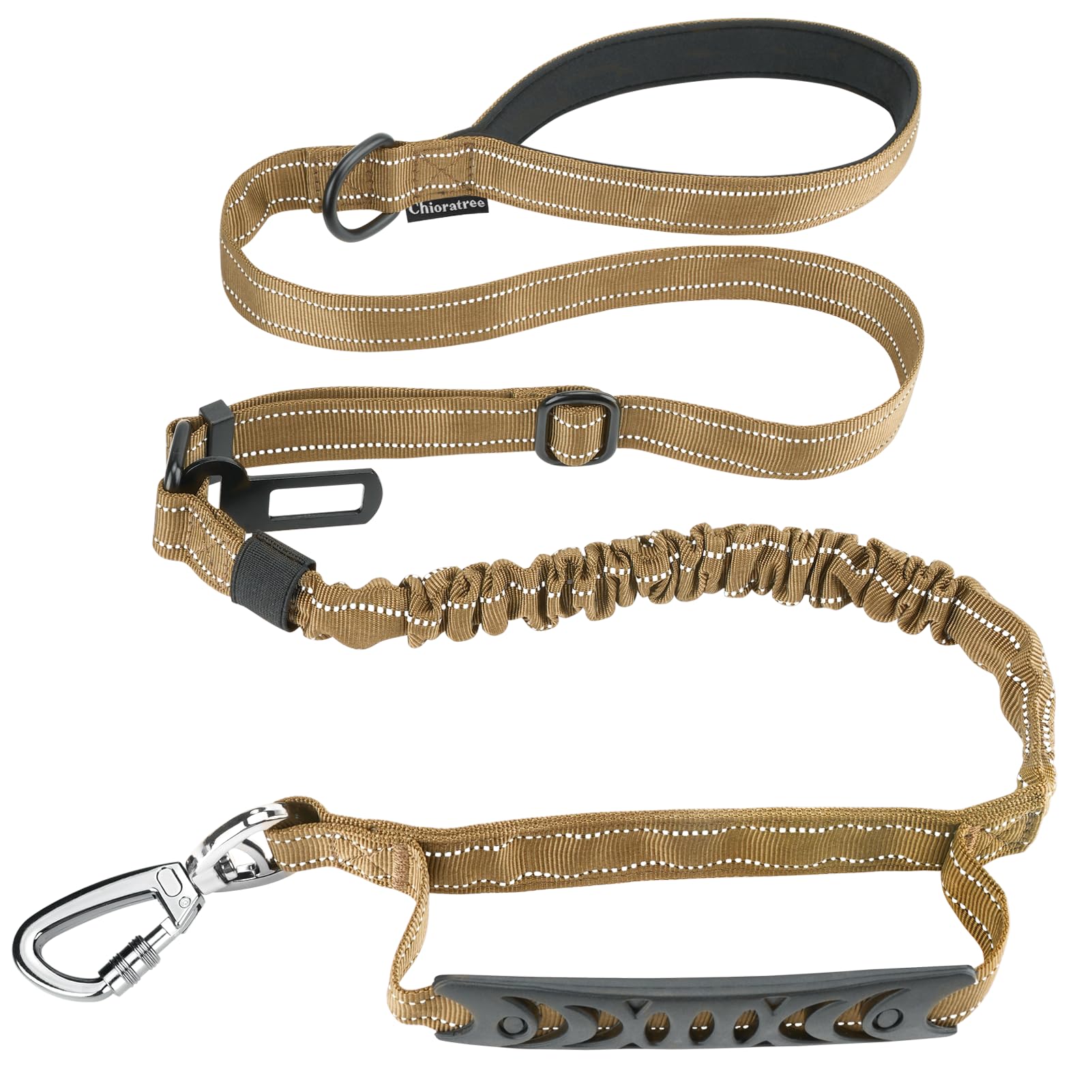 Chioratree Tactical Dog Leash Heavy Duty, 4-6FT Shock Absorbing Bungee Dog Leash, Reflective Military Strong No Pull Lead with 2