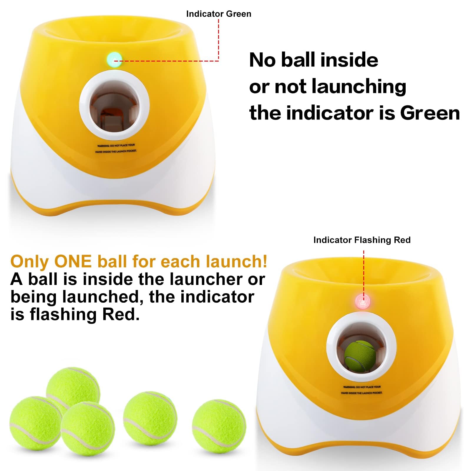 Mekaple Dog Ball Thrower Launcher, Automatic Launcher With 6 Mini Tennis Balls, Interactive Dog Toys Indoor Outdoor Ball Thrower