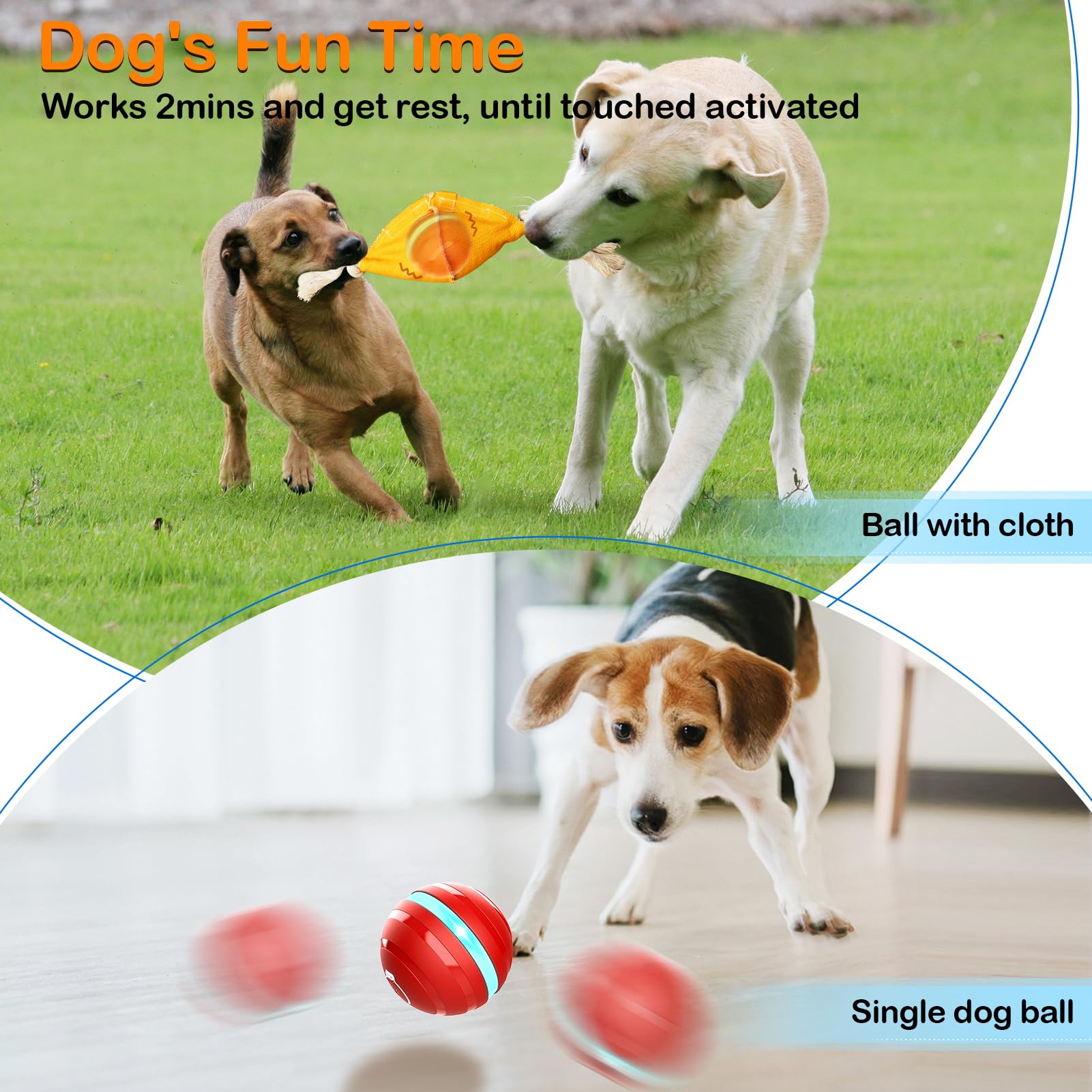 Salodal Interactive Dog Toys Motion Activated Dog Rolling Ball,Squeaky Dog Toys To Keep Them Busy,Rechargeable Electric Peppy Pe