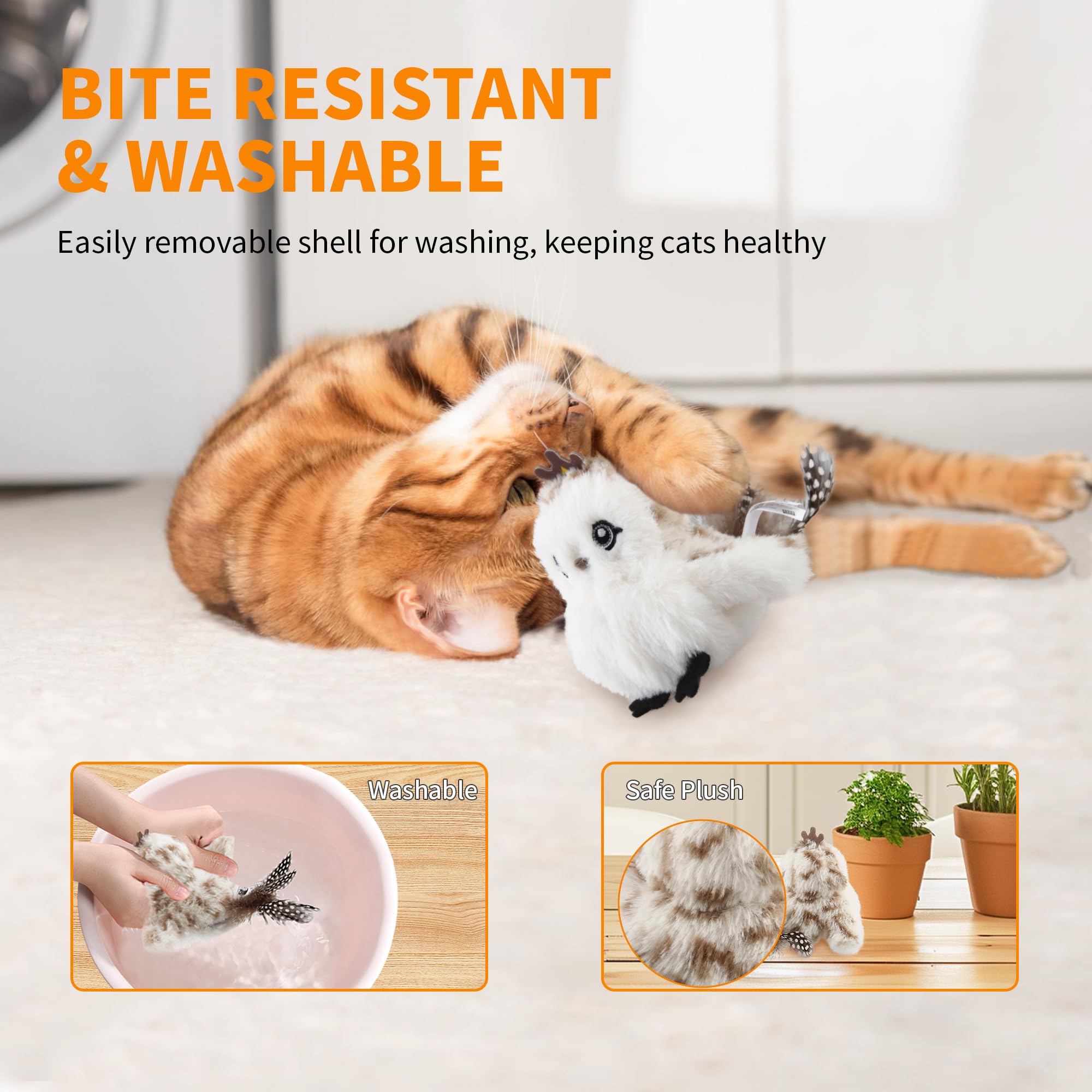 Gigwi Flappy Bird Cat Toy For Indoor Cats, Rechargeable Lifelike Sandpiper Interactive Flapping Bird Cat Toy Tweet, Flapping Win