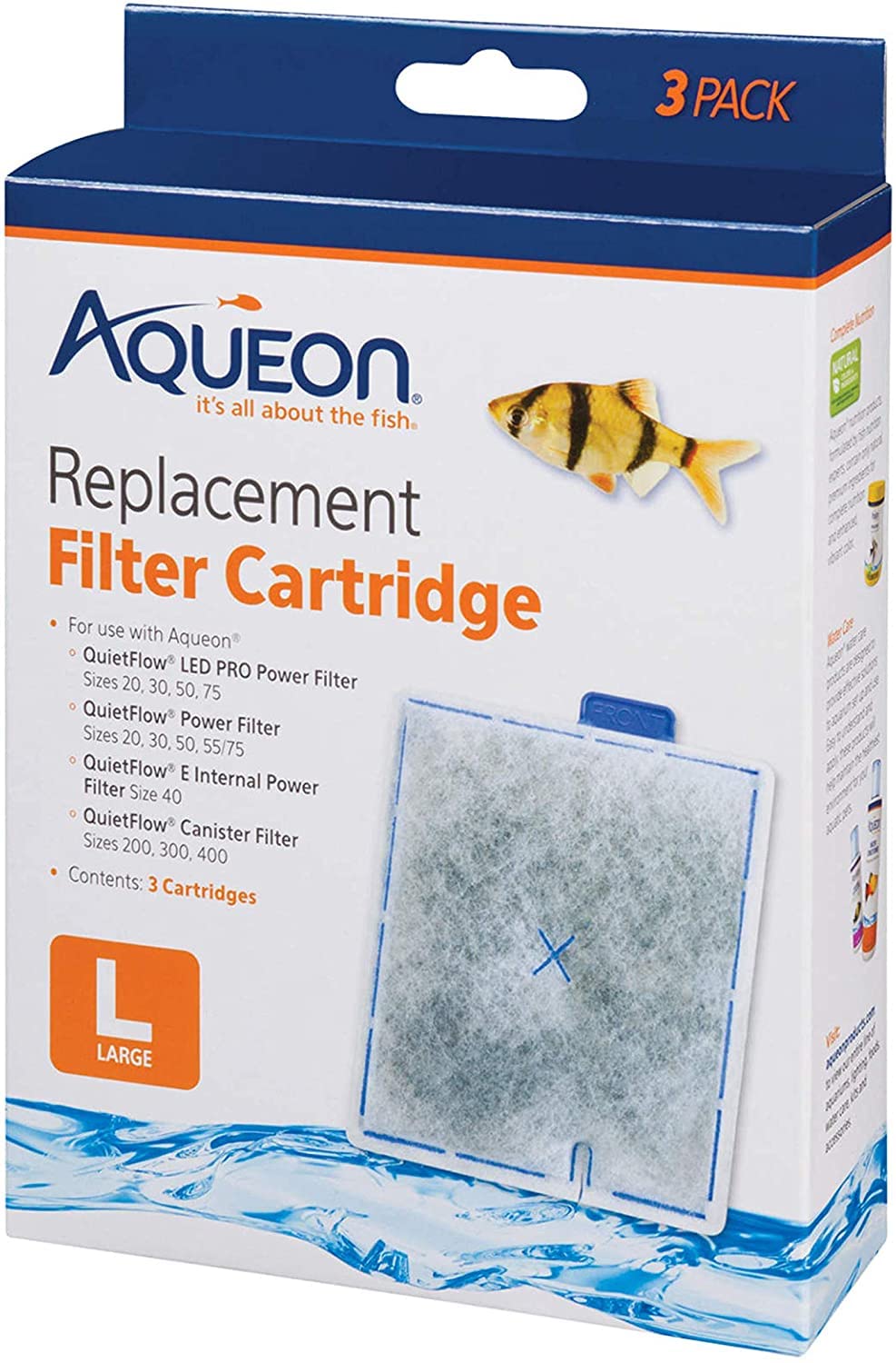 Aqueon 12 Pack Of Replacement Filter Cartridges, Large, For Quietflow Aquarium Filters