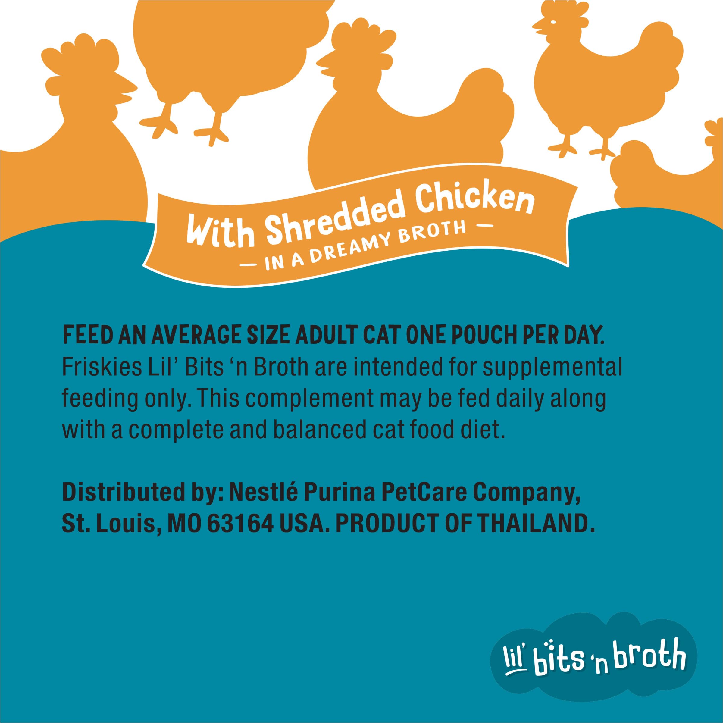 Purina Friskies Lickable Cat Treats Bits n Broth With Shredded Chicken in a Dreamy Broth - (Pack of 16) 1.2 oz. Pouches
