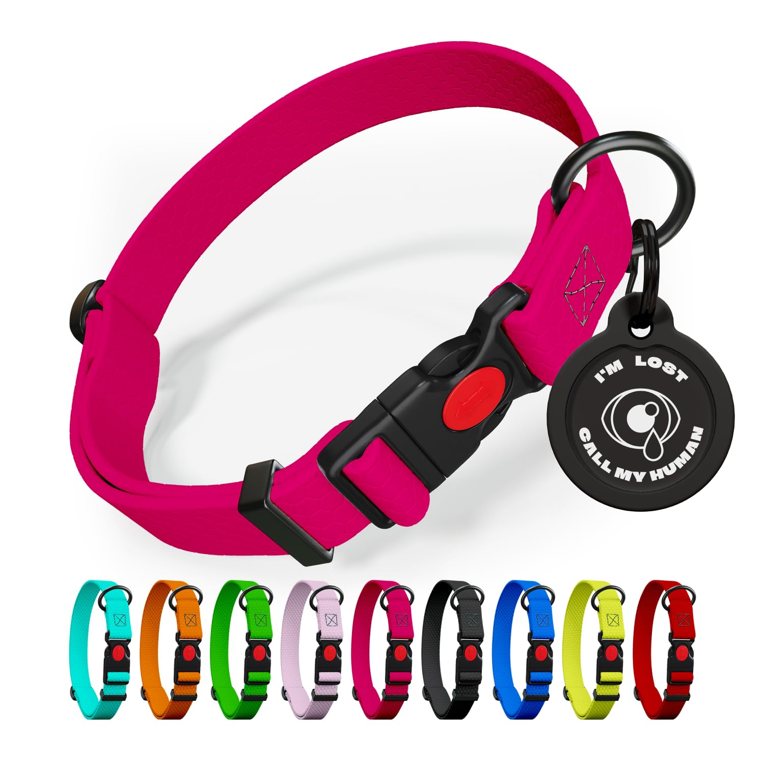 Adjustable Dog Collar With Safety Lock Buckle - Made In Usa - Honeycomb Waterproof Heavy Duty Dog Collars For Medium Large Dogs 