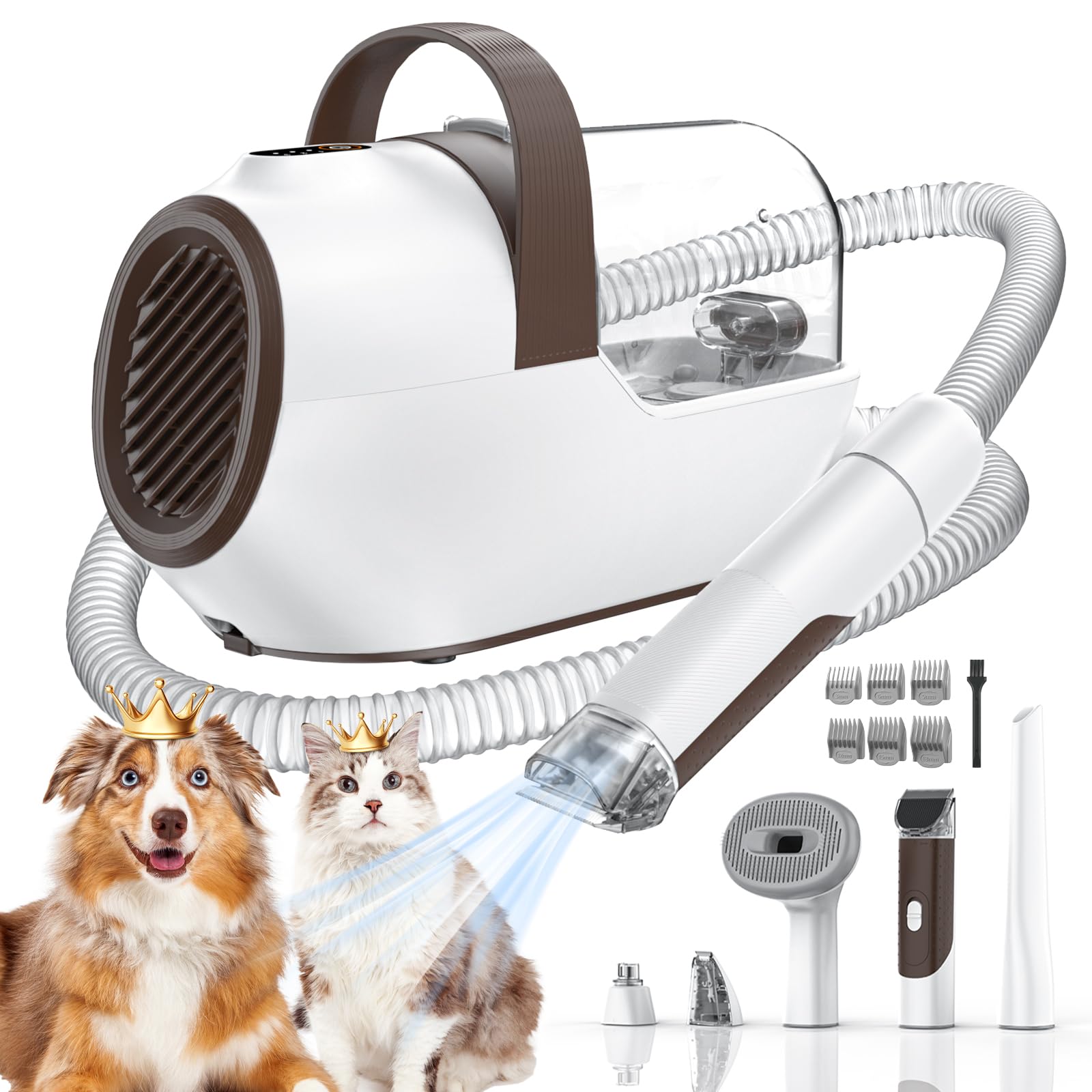 Ozumek Dog Grooming Vacuum, Dog Grooming Kit With Pet Clipper Nail Grinder, 3 Suction Modes Dog Brush Vacuum With 6 Pet Grooming