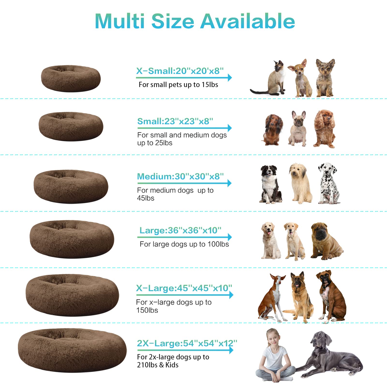 Savfox Plush Calming Dog Beds, Donut Dog Bed For Small Dogs, Medium, Large & X-Large, Comfy Cuddler Dog Bed And Cat Bed In Faux Fur, Washable Dog Bed, Multiple Sizes Xs-Xxl