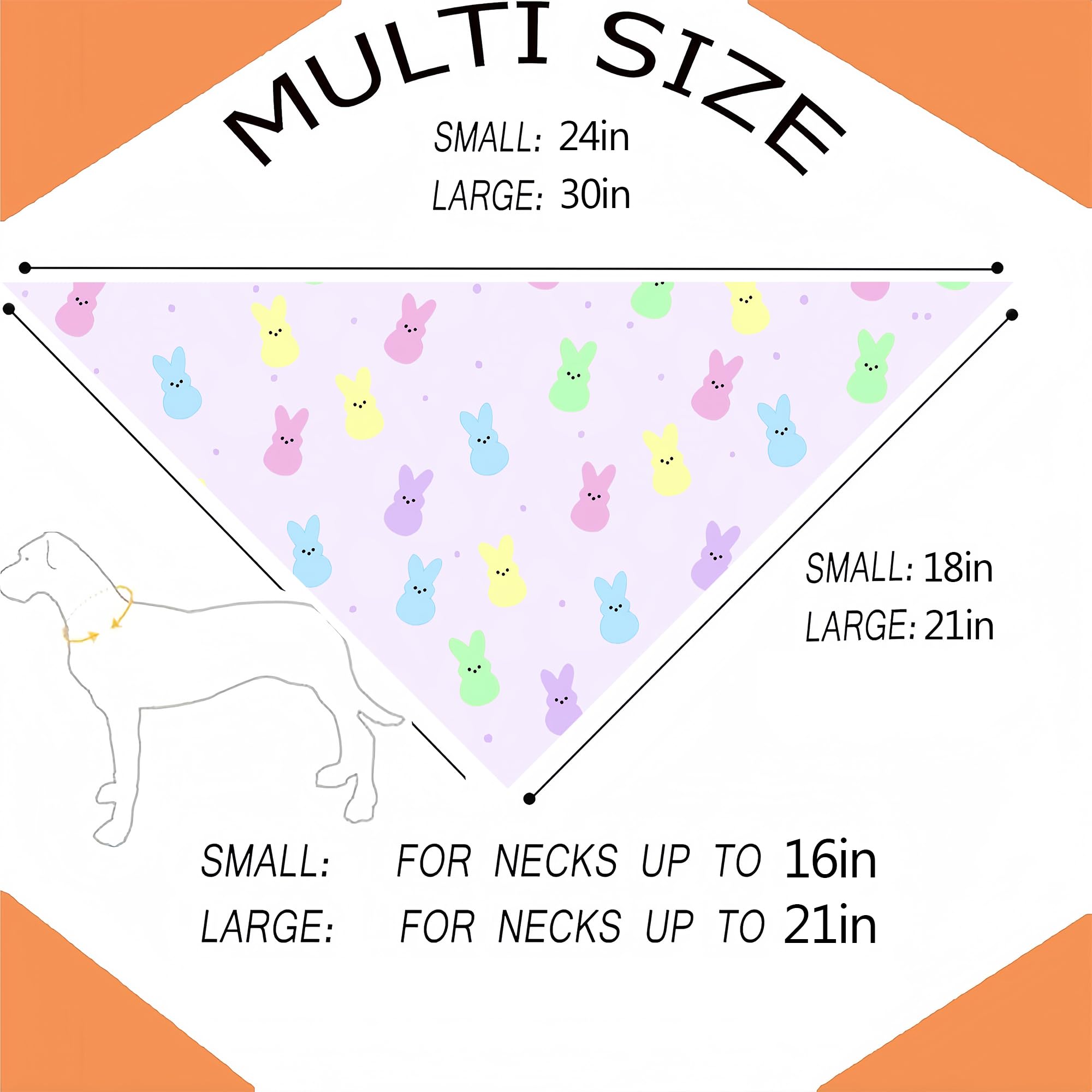 Cute Easter Dog Bandanas 2 Pack, Purple Bunny Dog Scarf, Rabbit Handkerchief Scarves Gifts For Puppy Large Dogs