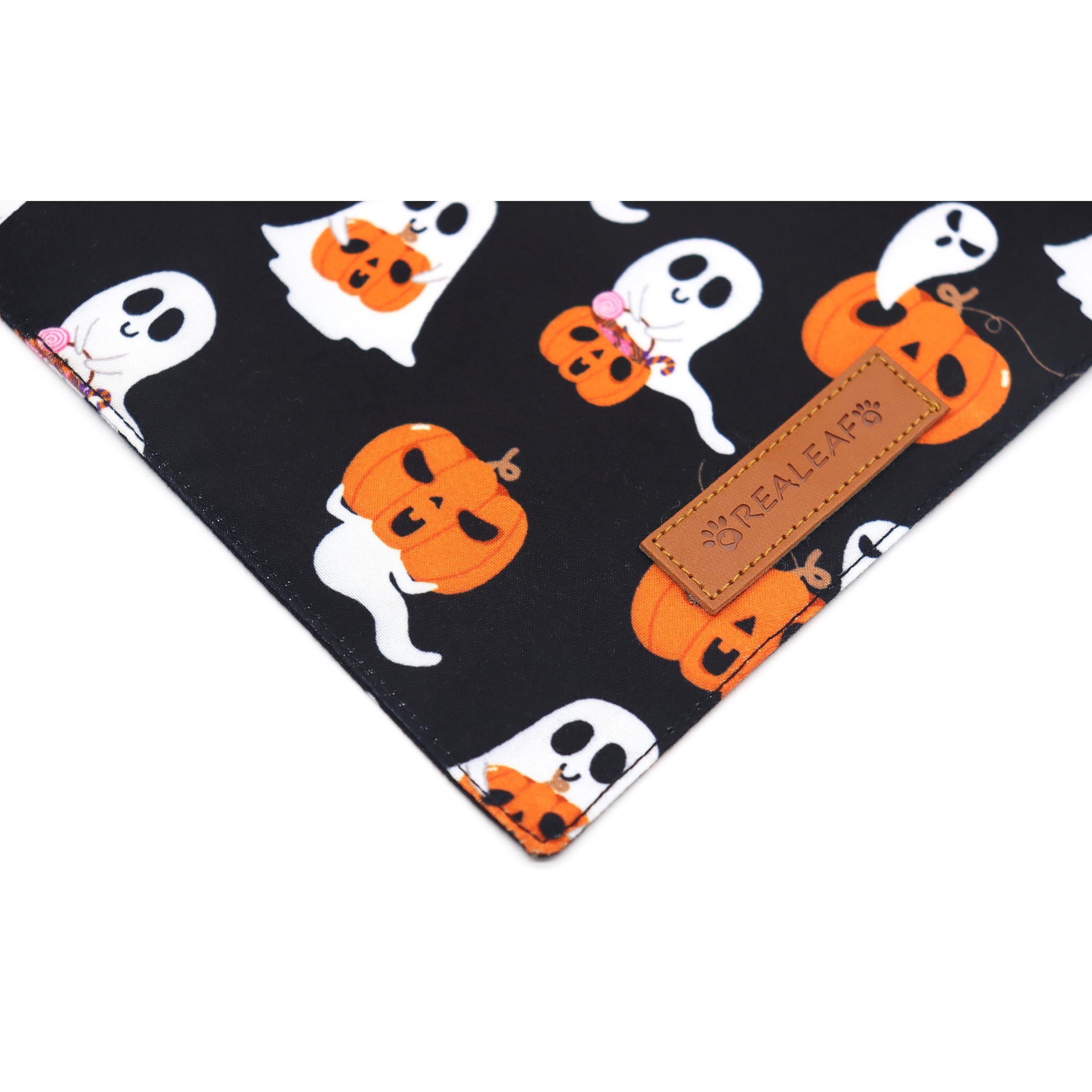 Realeaf Halloween Dog Bandanas 2 Pack, Reversible Orange Pumpkin Pet Scarf For Boy And Girl, Premium Durable Fabric, Holiday Bandana For Small Medium Large And Extra Large Dogs (X-Large)