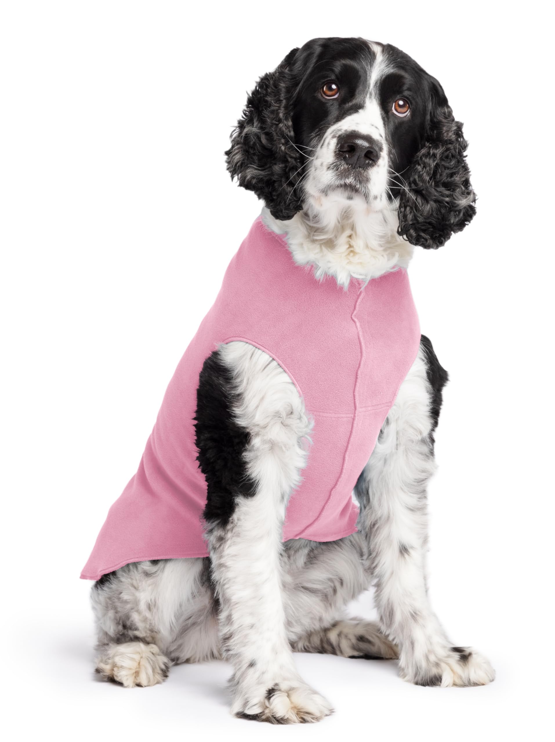 Gold Paw Stretch Fleece Dog Coat, Stretchy Pet Sweater, Machine Washable Pullover For Winter And Fall, Rose, 20