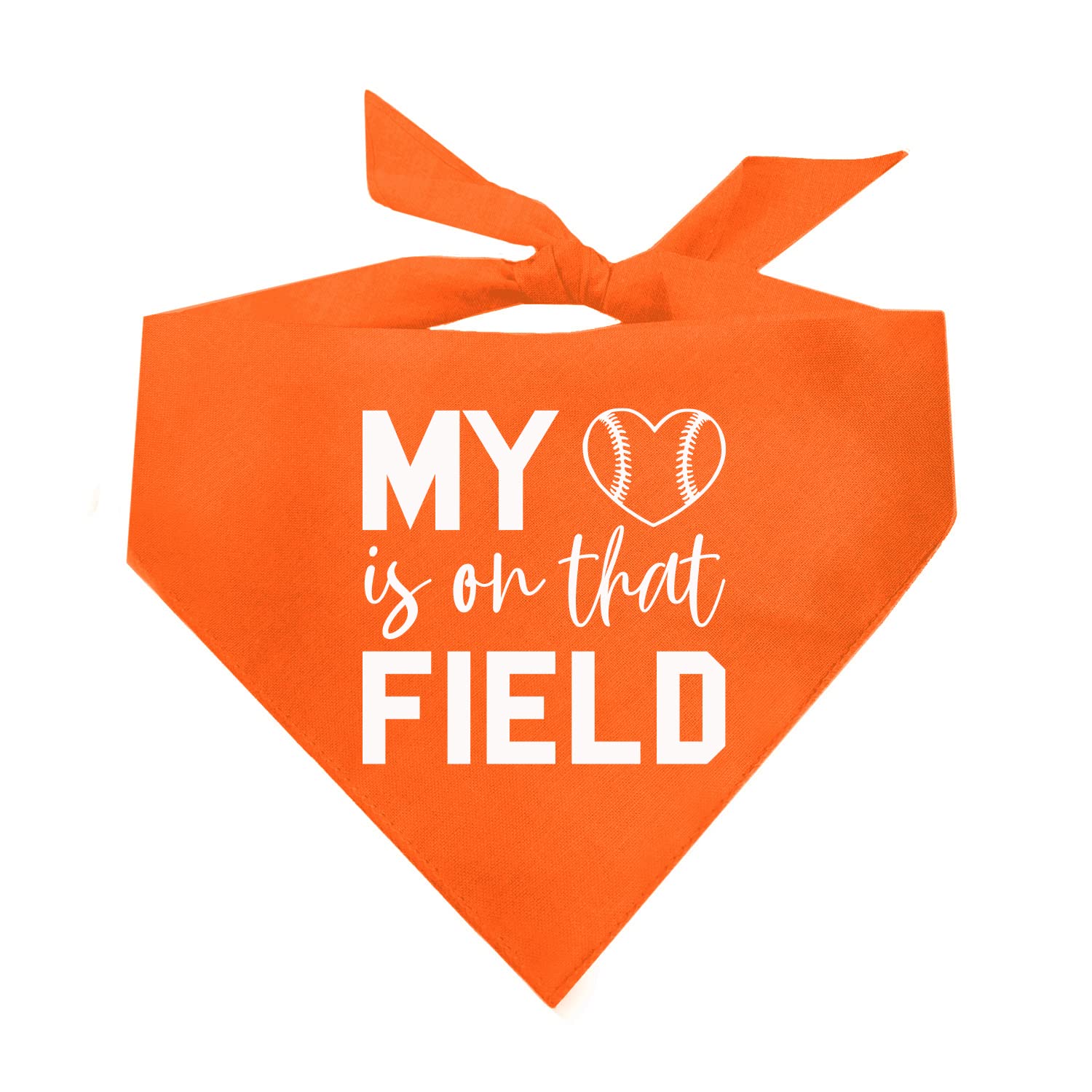 My Heart Is On That Field Baseball Dog Bandana (1044 Orange, X-Small)
