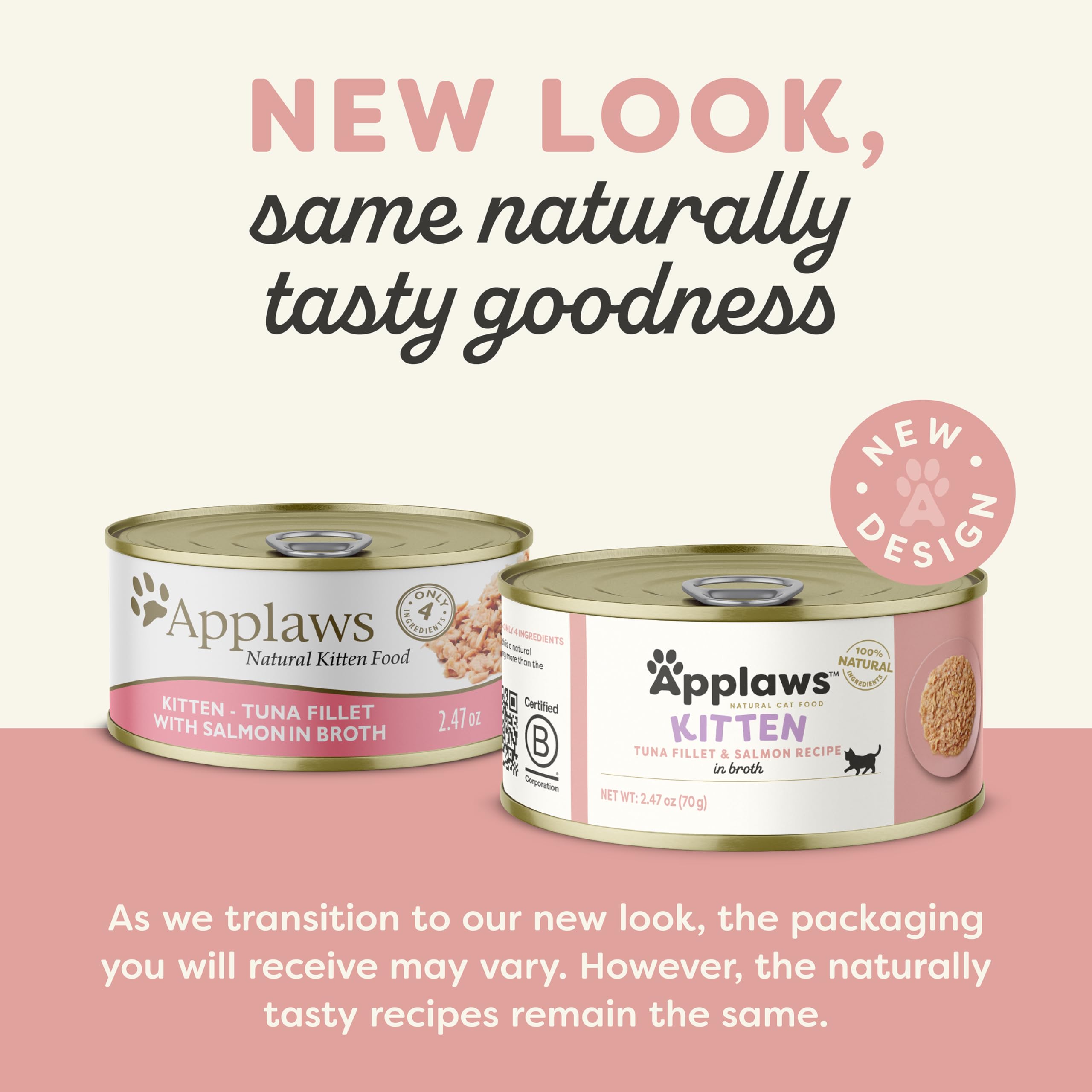 Applaws Natural Wet Kitten Food, Limited and Natural Ingredients, High Protein with No Artificial Additives, Tuna Fillet & Salmo