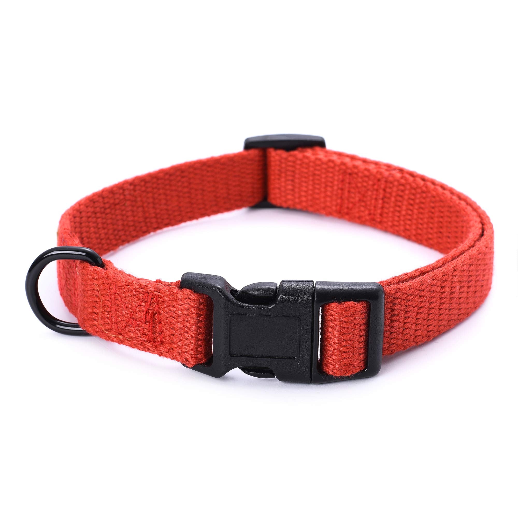 Mile High Life Soft & Strong Poly Cotton Collar - Adjustable With Quick Release Buckle For Small To Large Dogs, Red