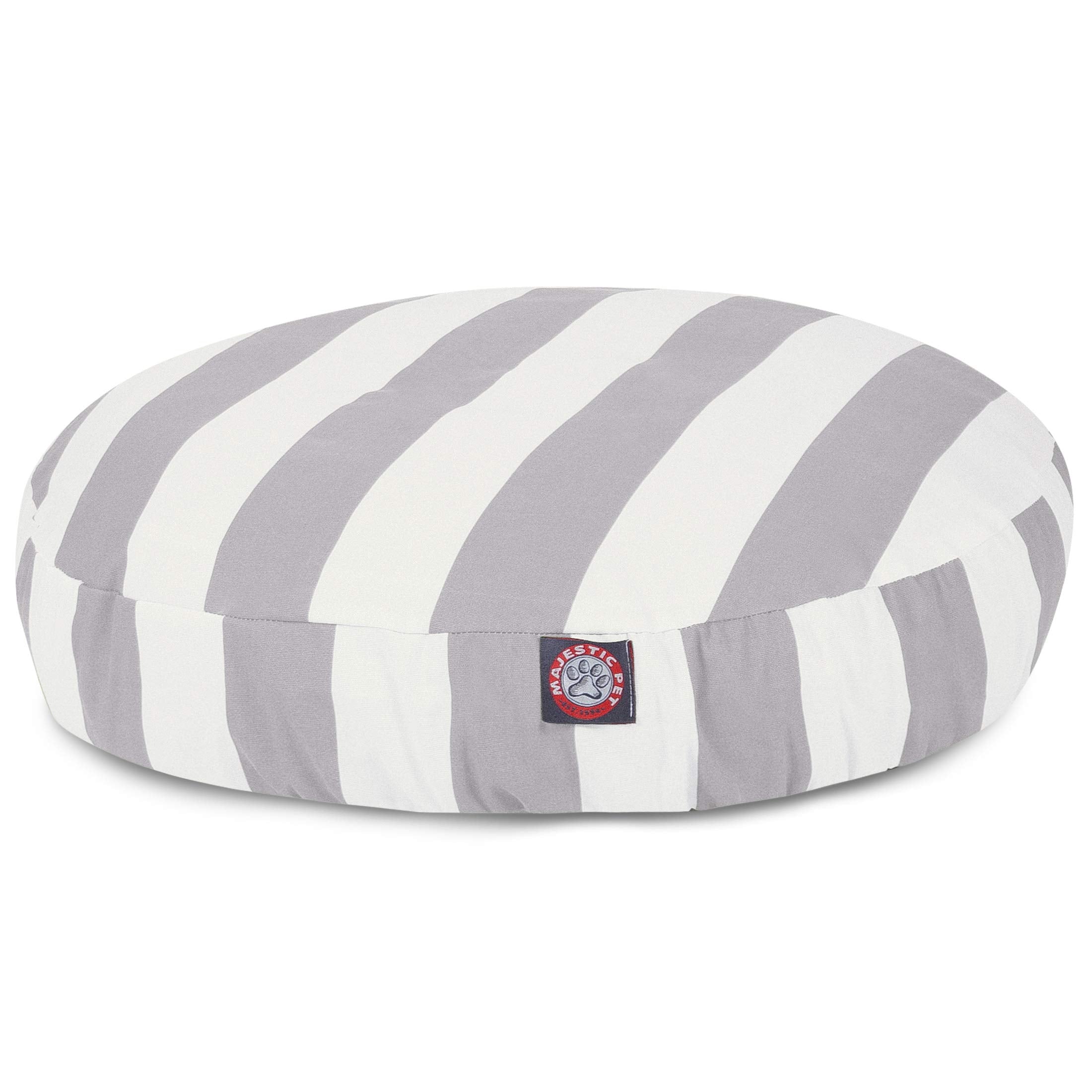 Majestic Pet Indoor Outdoor Vertical Stripe Round Pet Dog Bed With Removable Washable Cover, Gray, Large