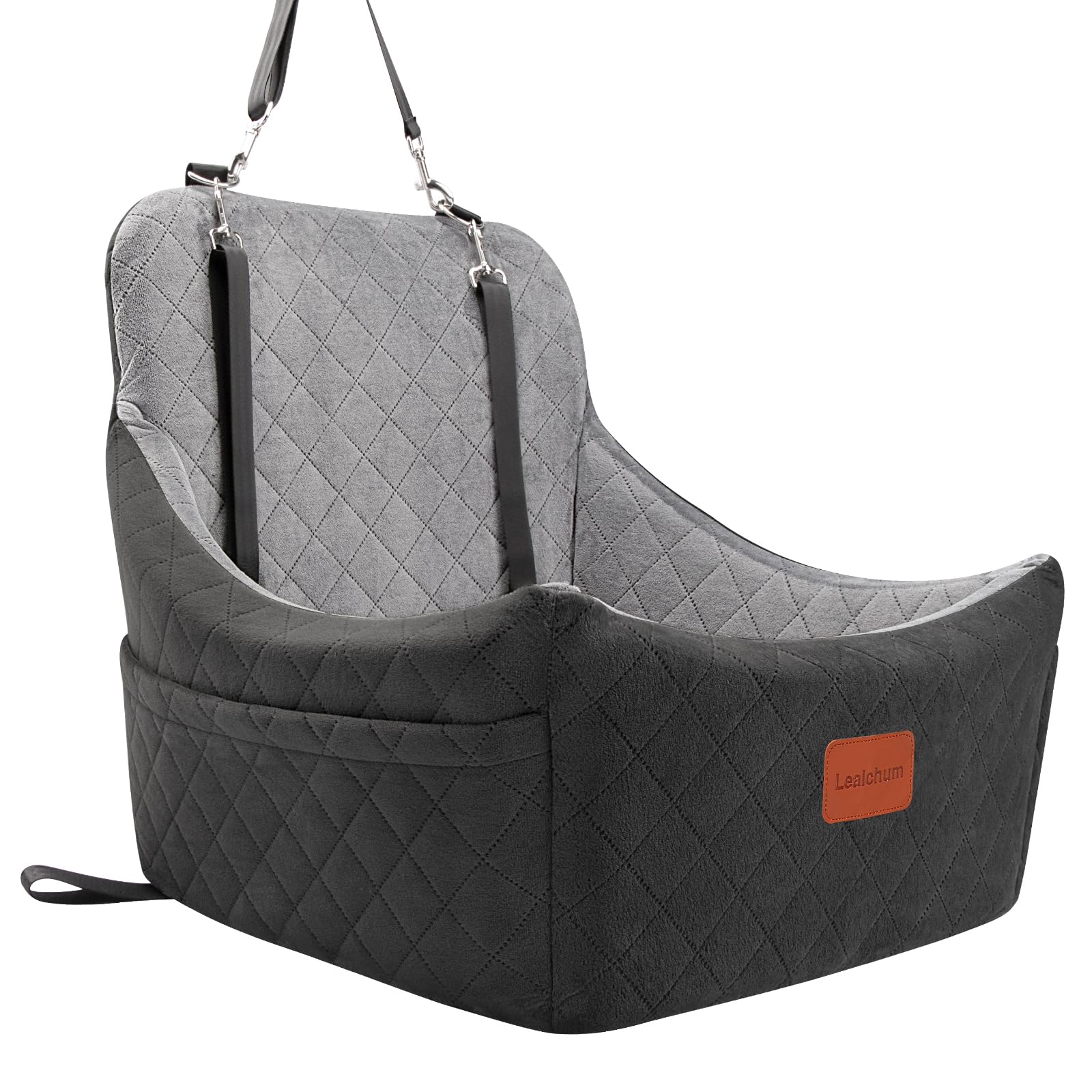 Lealchum Dog Car Seat for Dogs Up to 35lbs,Car Dog Bed Easy to Install,Medium Dog Car Seat with Adjustable Straps and Anti Slip 