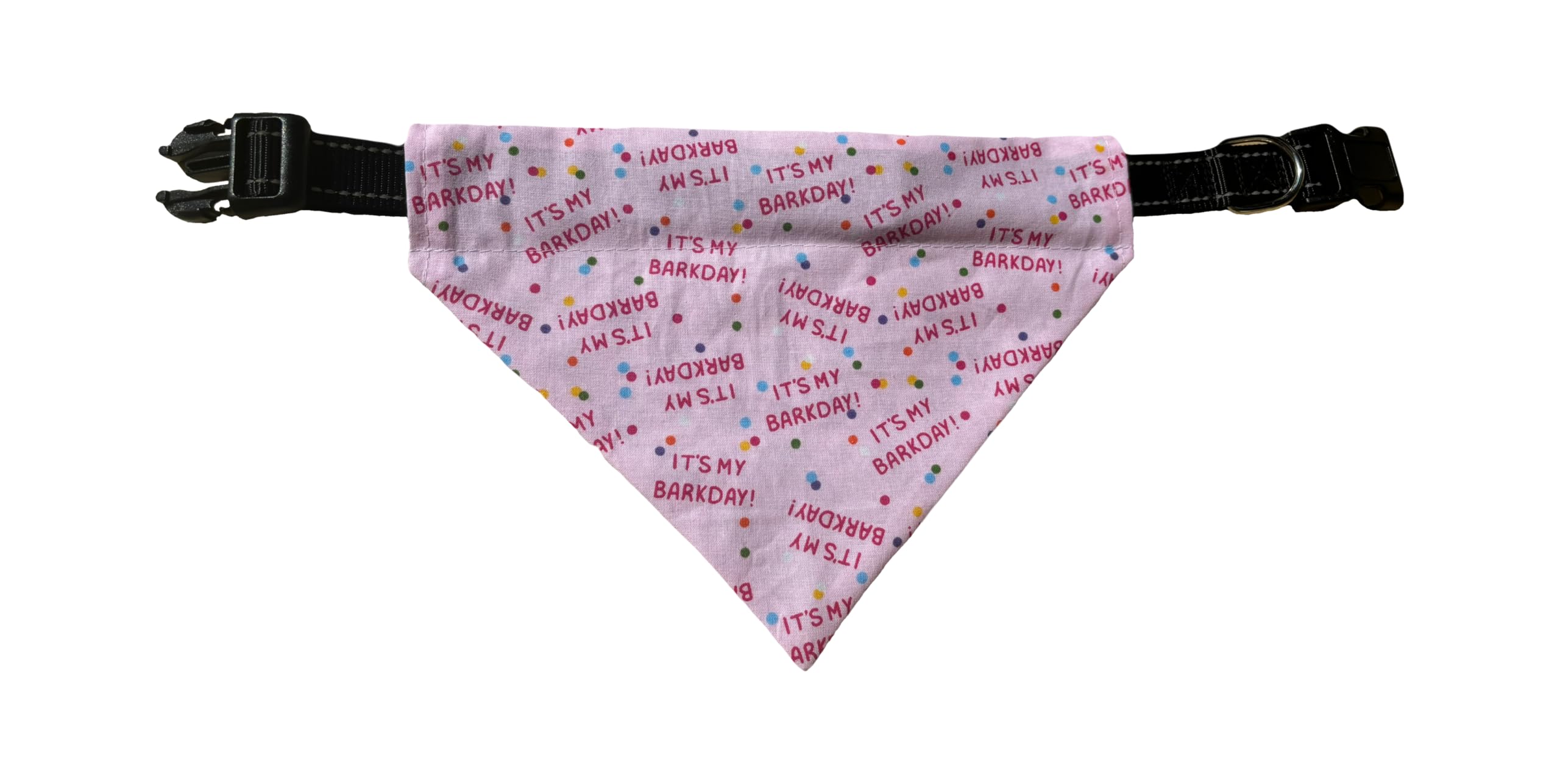 Birthday Dog Bandana | Colorful Dog Bandana | Pink | Plaid | Reversible Slip On Dog Bandana | Slip Over The Collar Bandana | For