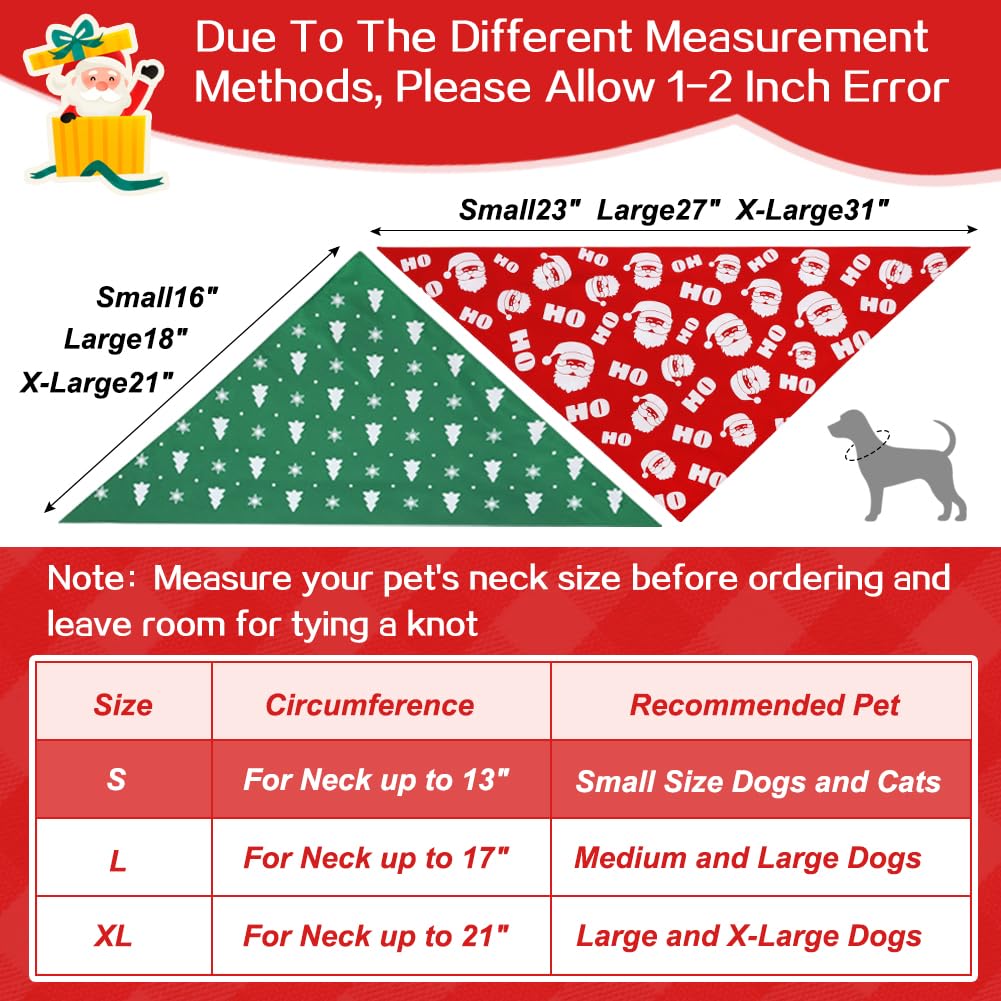 Vivifying Dog Christmas Bandana, 2 Pack Santa Claus And Christmas Tree Dog Scarves For Small Pets And Large Cats, Holiday Pet Co