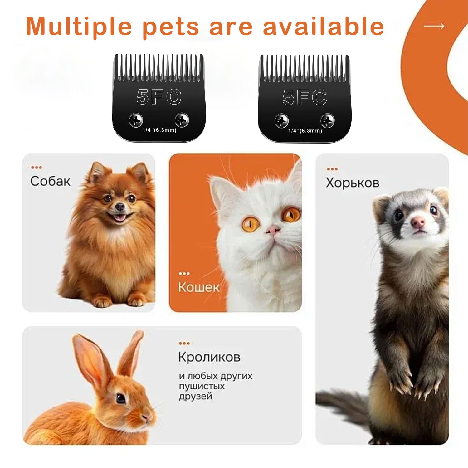 2Pcs 5Fc Blades Dog Grooming Blades Compatible With Andis Dog Clippers Blades,Dog Clipper Blades Compatible With Oster A5,Wahl K