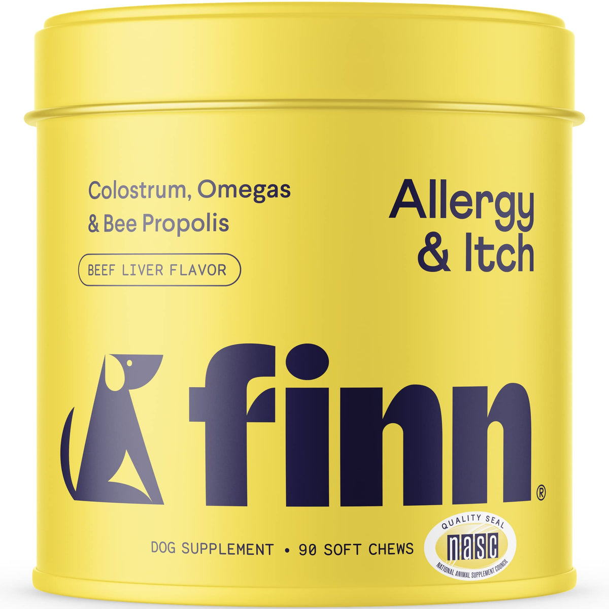 Finn Allergy & Itch Supplement For Dogs | Supports Seasonal Allergies & Immune Response | Wild Alaskan Salmon Oil, Bee Propolis & Probiotics | 90 Soft Chews