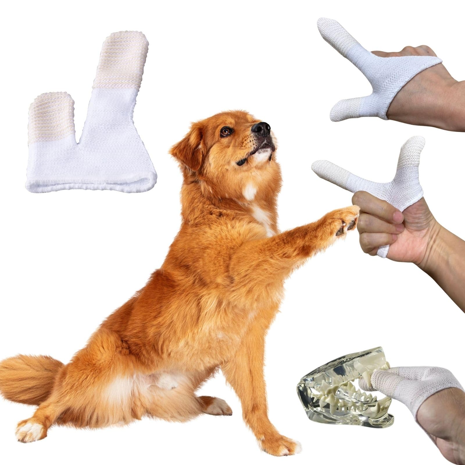 MIND UP Dog Finger Toothbrush, Washable & Reusable Finger Brush for Dog Teeth Cleaning, Pet Dental Care Tool for Small Dogs & Pu