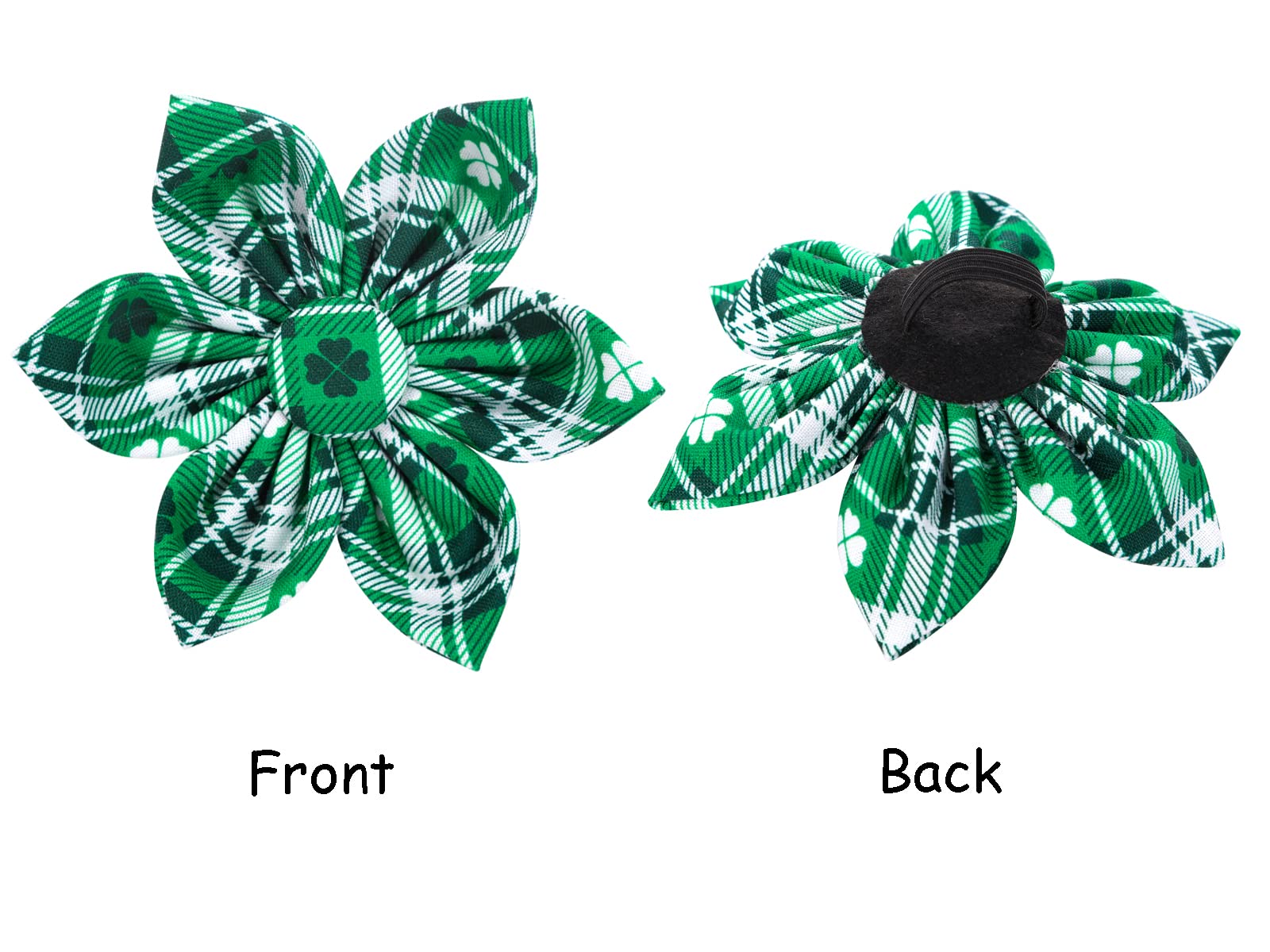 Lionet Paws St Patricks Day Dog Collar With Flower, Irish Green Shamrock Clover Flower Collar With Metal Buckle For Dogs And Cat